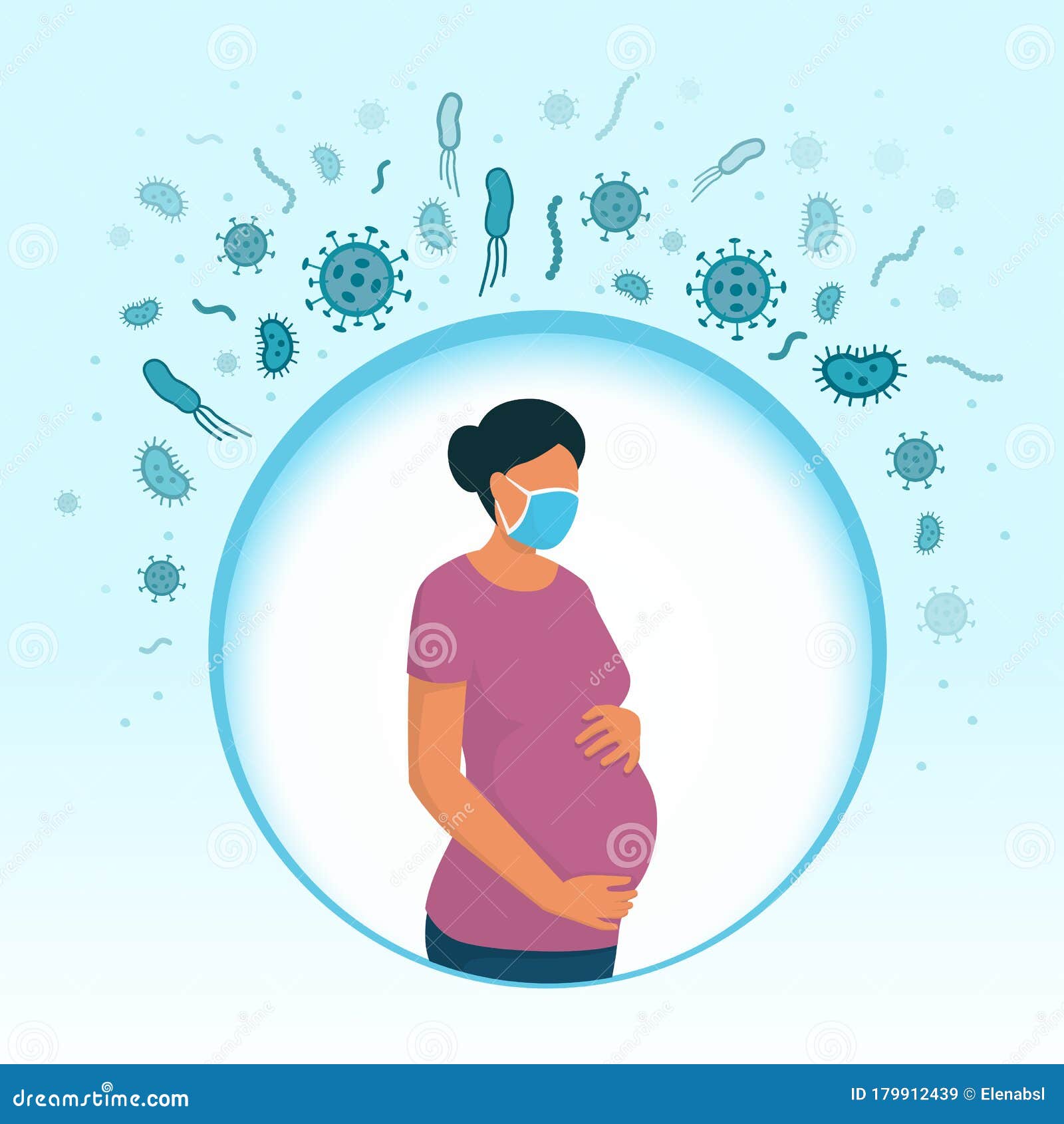 Download Pregnant Woman Wearing A Face Mask And Protecting Herself Stock Vector - Illustration of defense ...