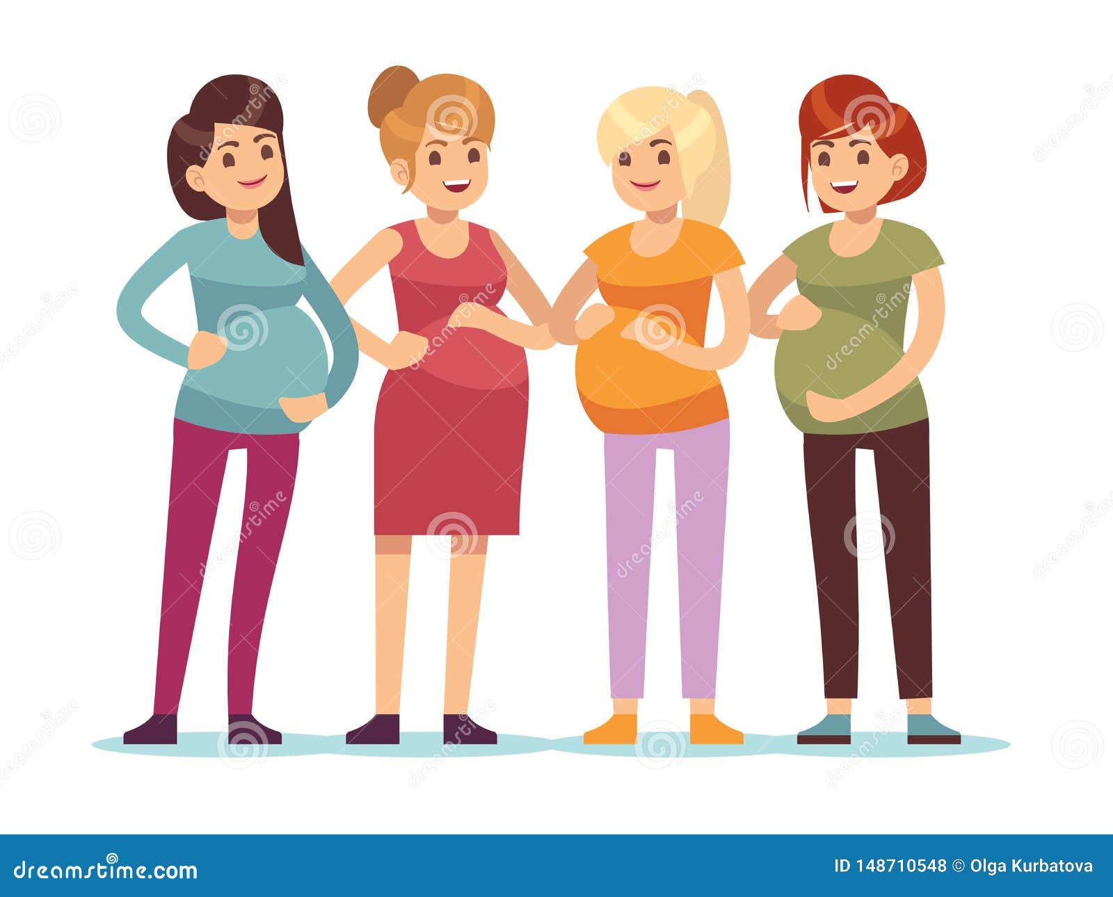 Pregnant Women Group. Future Mothers Anticipation Birth Baby, Friendship  Happy Woman Mother with Big Belly Stock Vector - Illustration of body,  characters: 148710548