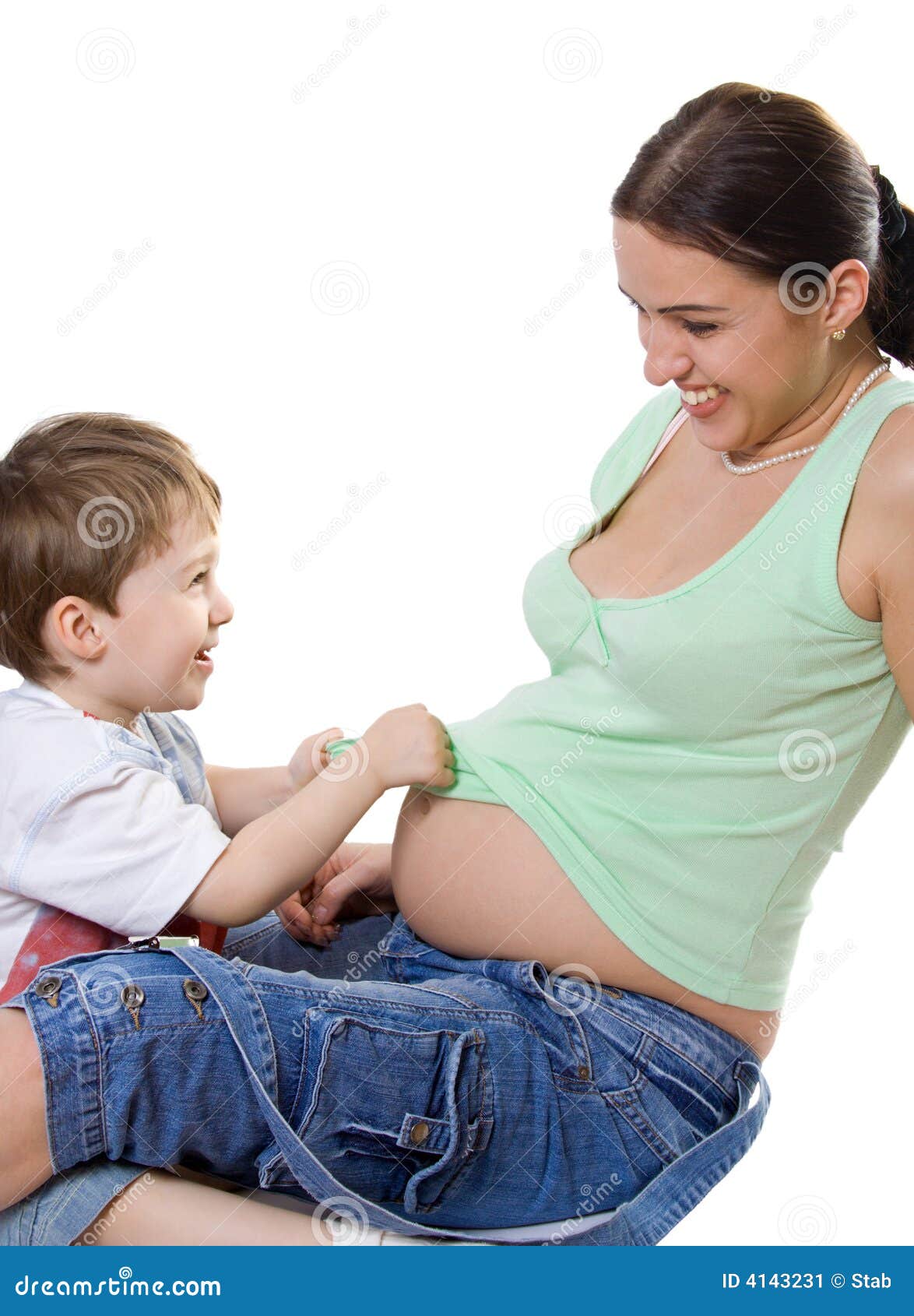 Pregnant Women and Little Boy Stock 