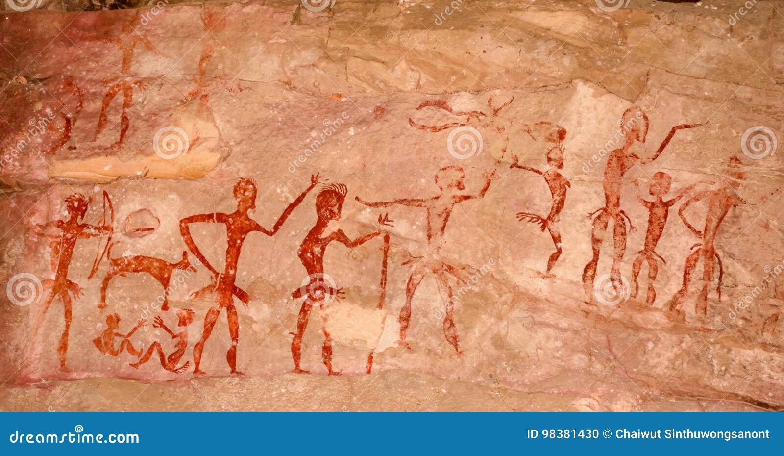 prehistoric cave paintings over 4000 years khao chan ngam, nakhon ratchasima.