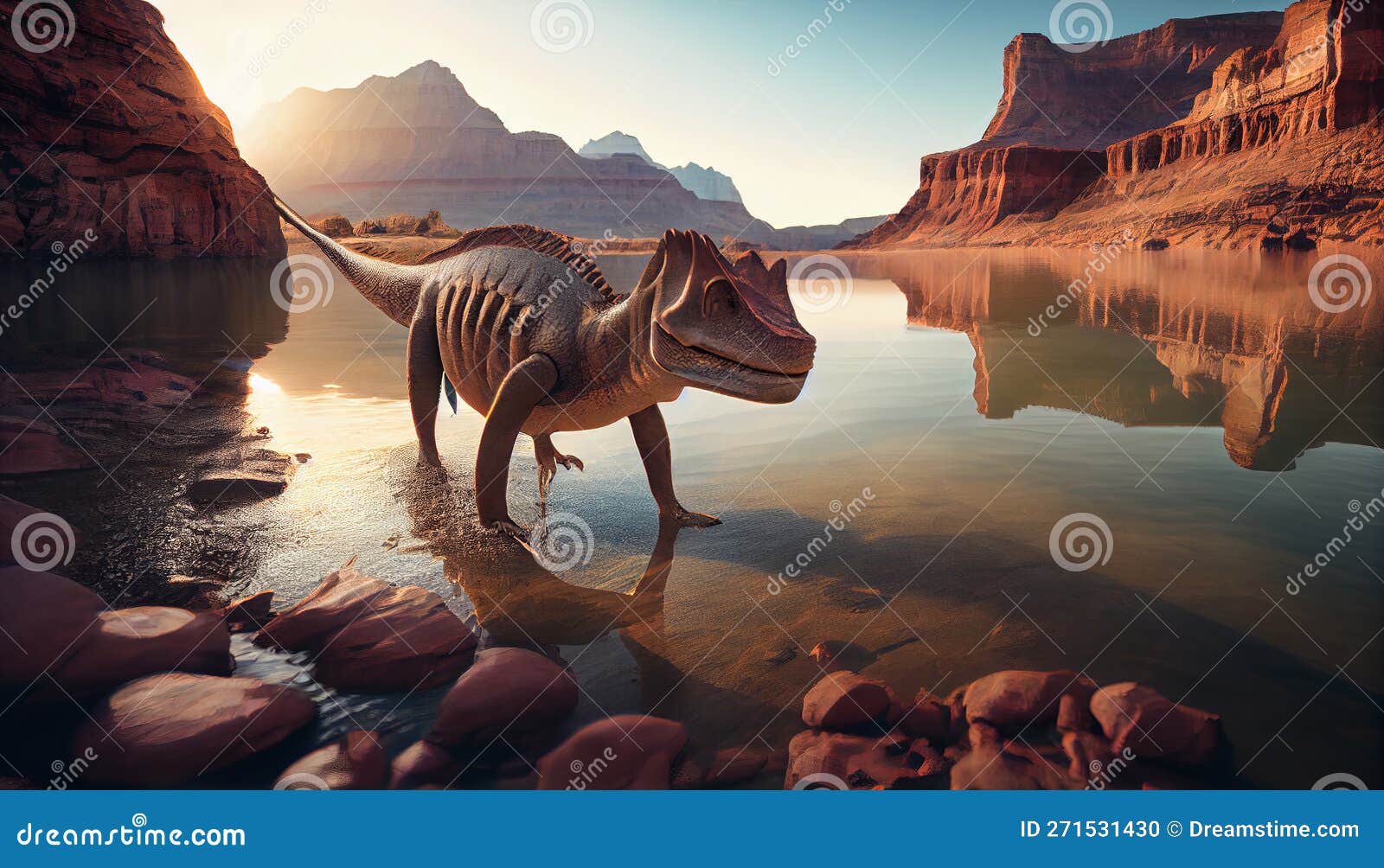 Prehistoric Creature in Water Stock Illustration Illustration of