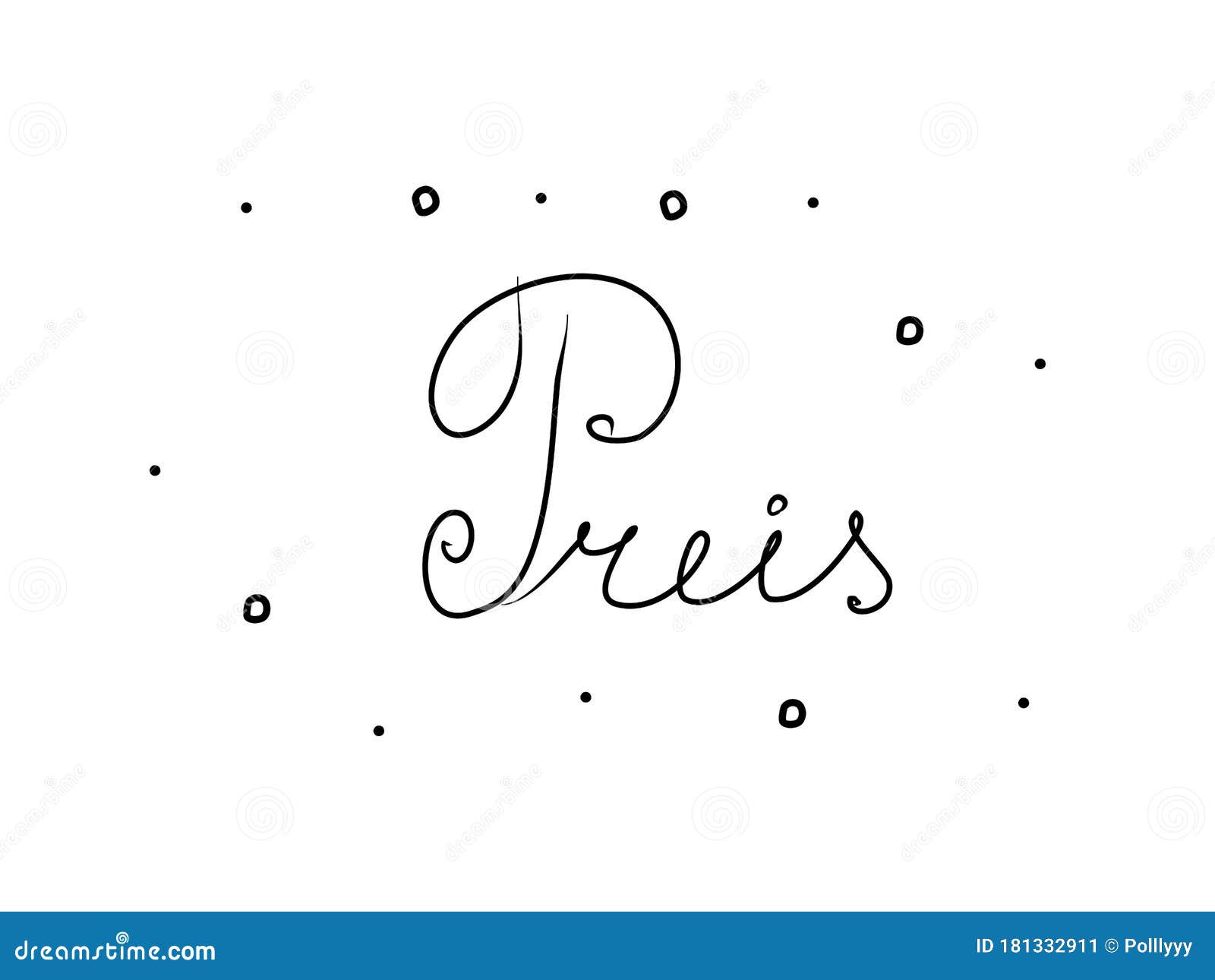 preis phrase handwritten with a calligraphy brush. prize in german. modern brush calligraphy.  word black