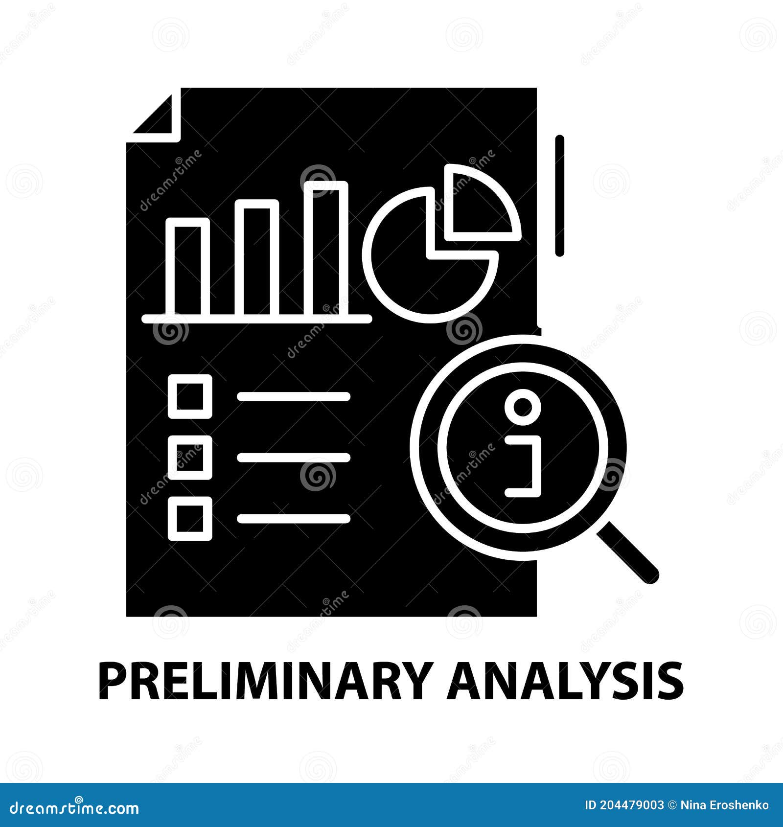 preliminary analysis icon, black  sign with editable strokes, concept 
