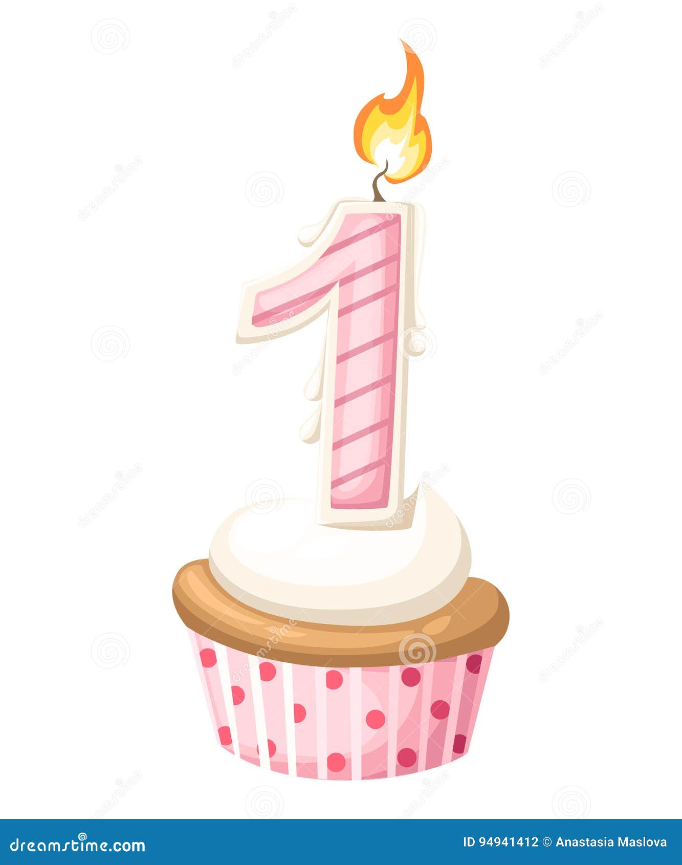 1 Première Carte Heureuse De Fille D'anniversaire Avec Le Petit Gâteau Et  La Bougie Dans Le Style Plat De Conception, Illustratio Illustration Stock  - Illustration du salutation, cupcake: 94941412