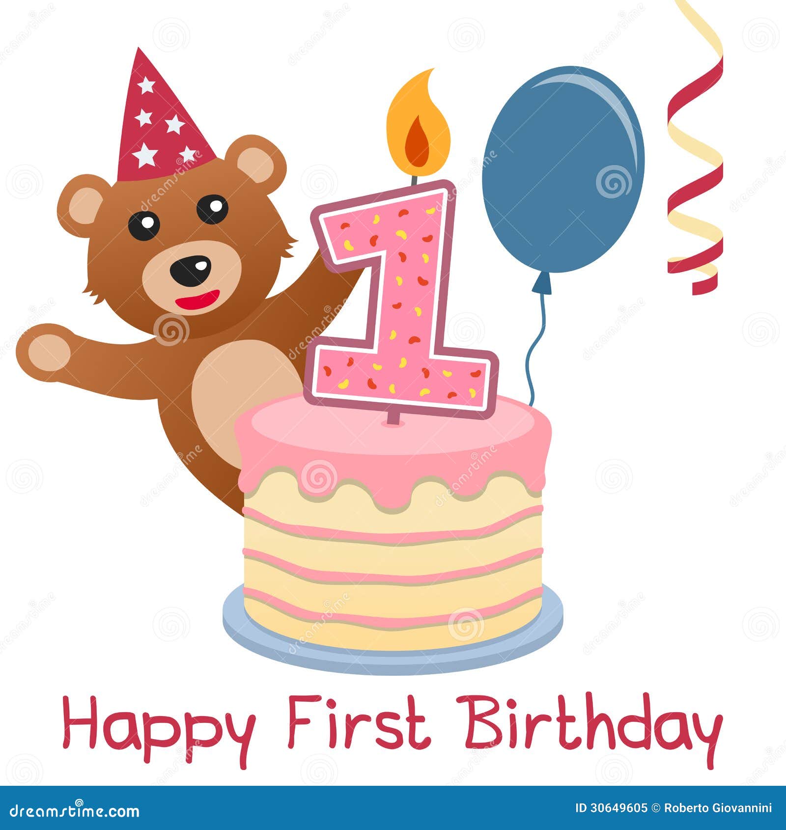 Premier Anniversaire Teddy Bear Illustration De Vecteur Illustration Du Ours Bougie