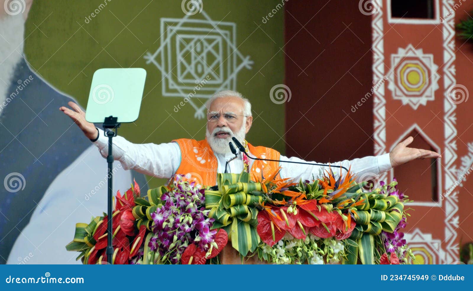 Premierministerin India Narendra Modi Besuch in Bhopal Idnai Redaktionelles  Stockbild - Bild von mitte, indien: 234745949