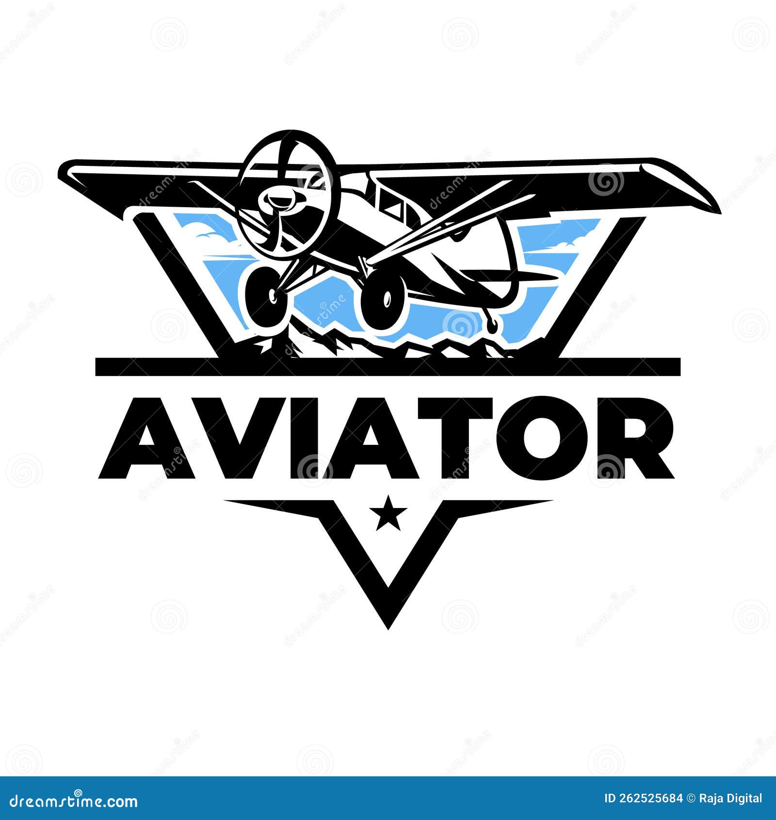 premium aviator logo emblem. small propeller plane aircraft  