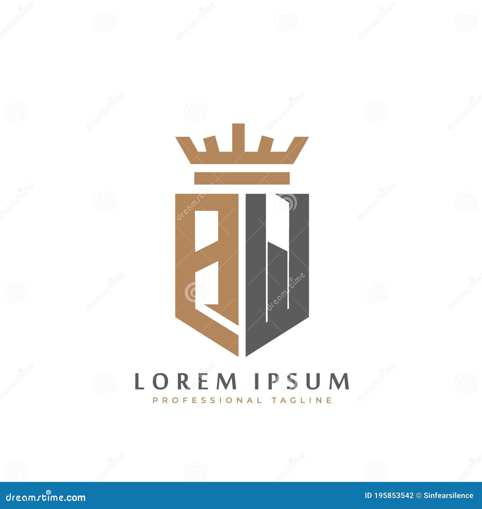 Letter aw logo monogram emblem style with crown Vector Image