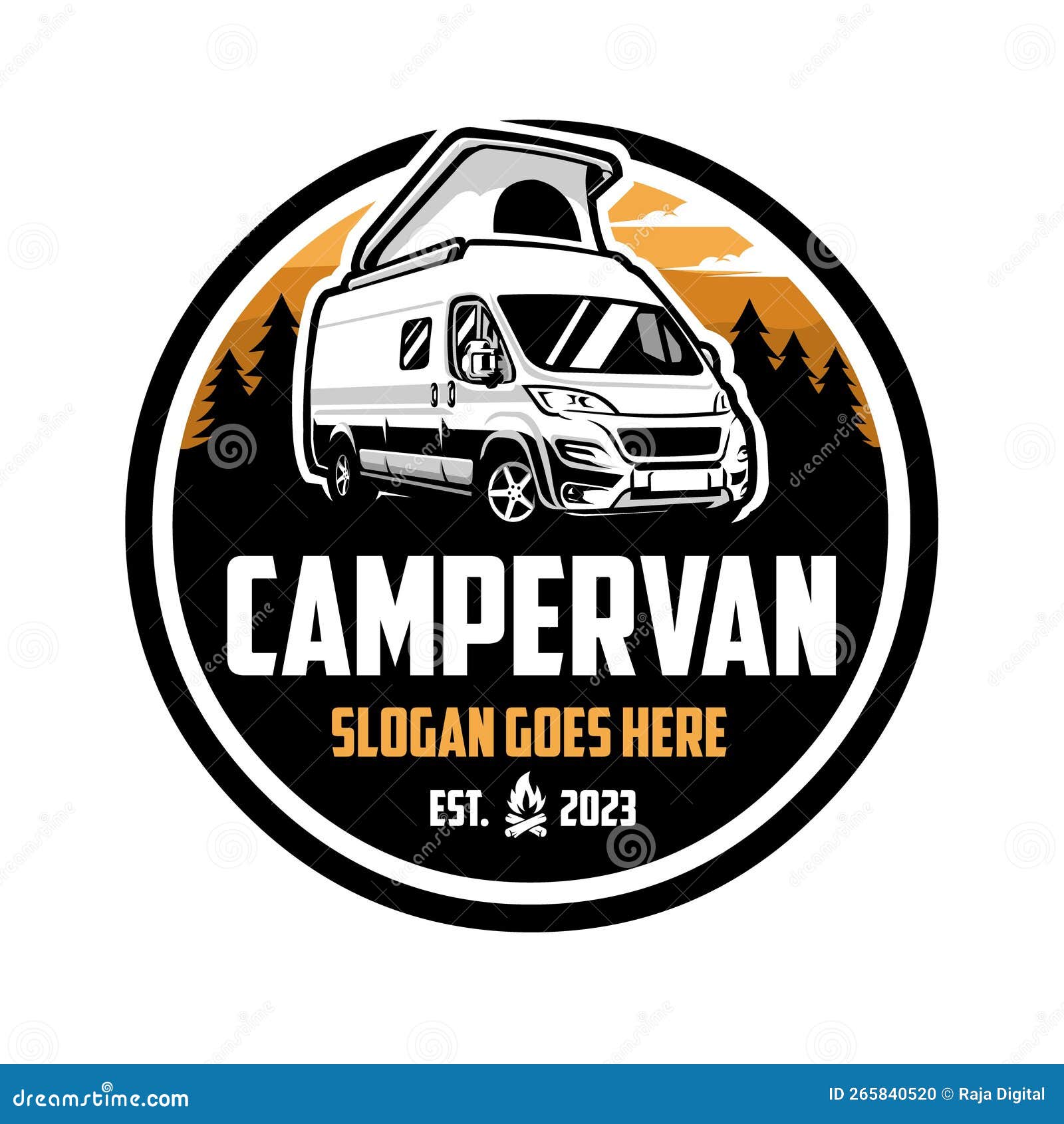 Campervan Car Emblem Logo Design Vector Template Stock Vector ...