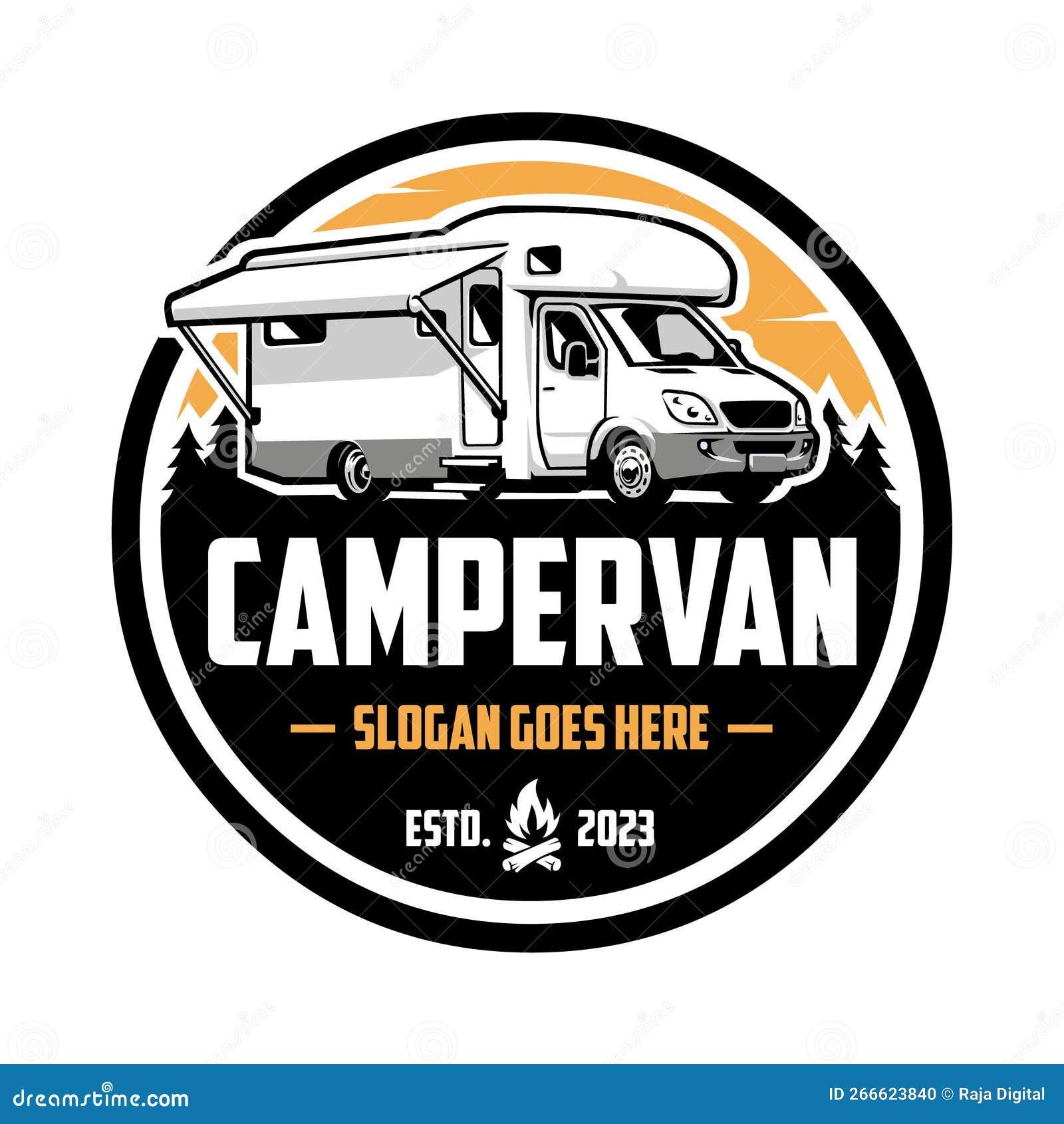 Campervan Motorhome RV Caravan Logo Emblem Vector Art Isolated Stock ...