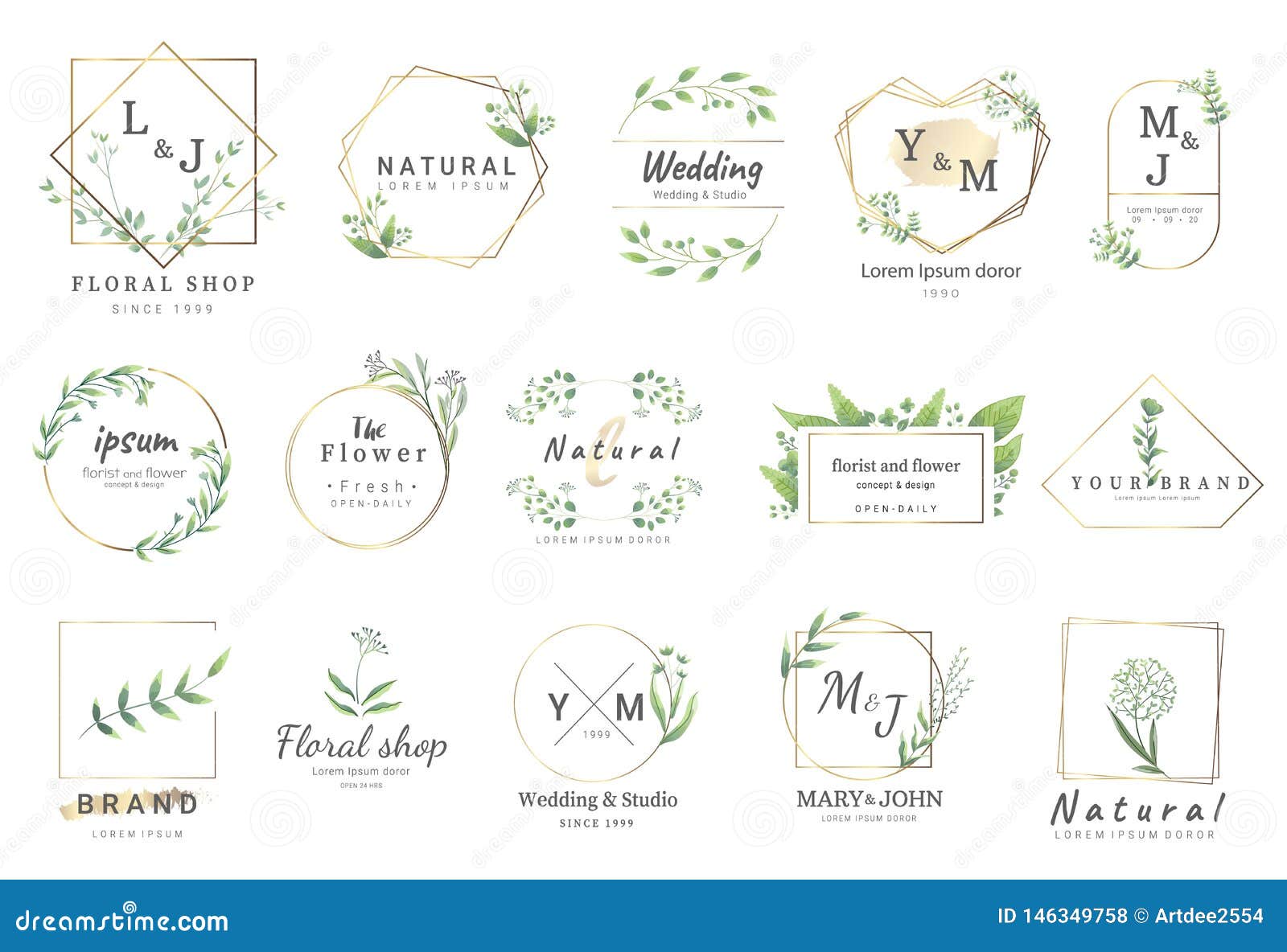 premium floral logo templates for wedding,logo,banner,badge,printing,product,package.