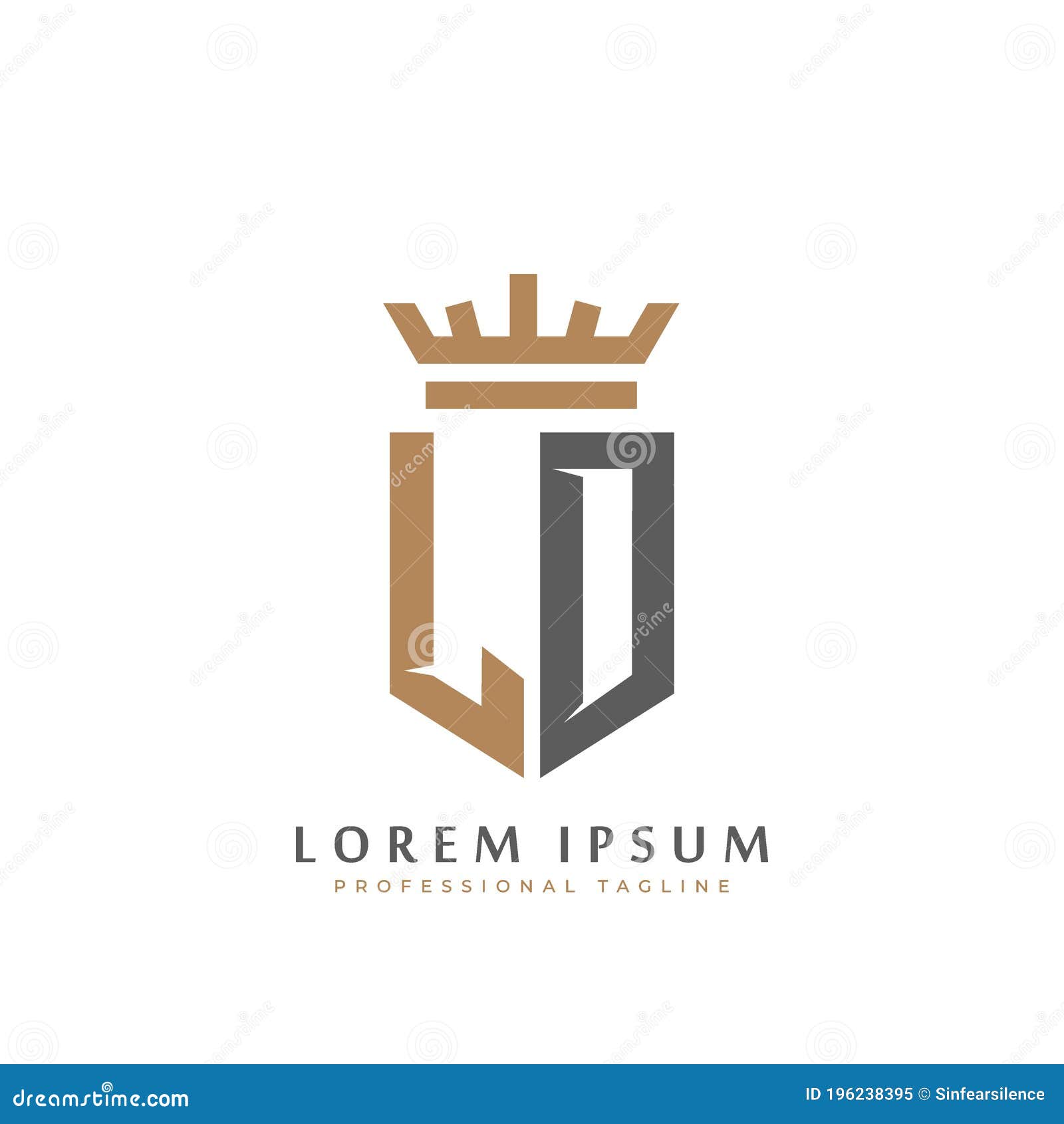 Premium LD Monogram of Two Letters L&D. Elegant Gold Shield Initials ...