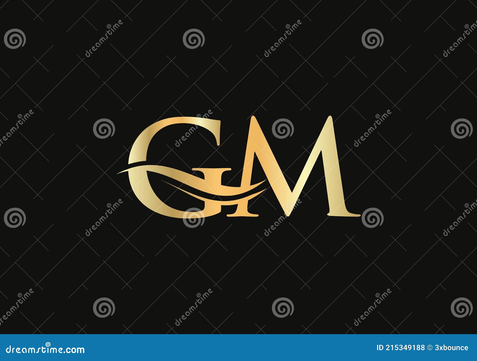 GM Letter gold logo template. Initial letter Luxury logo template