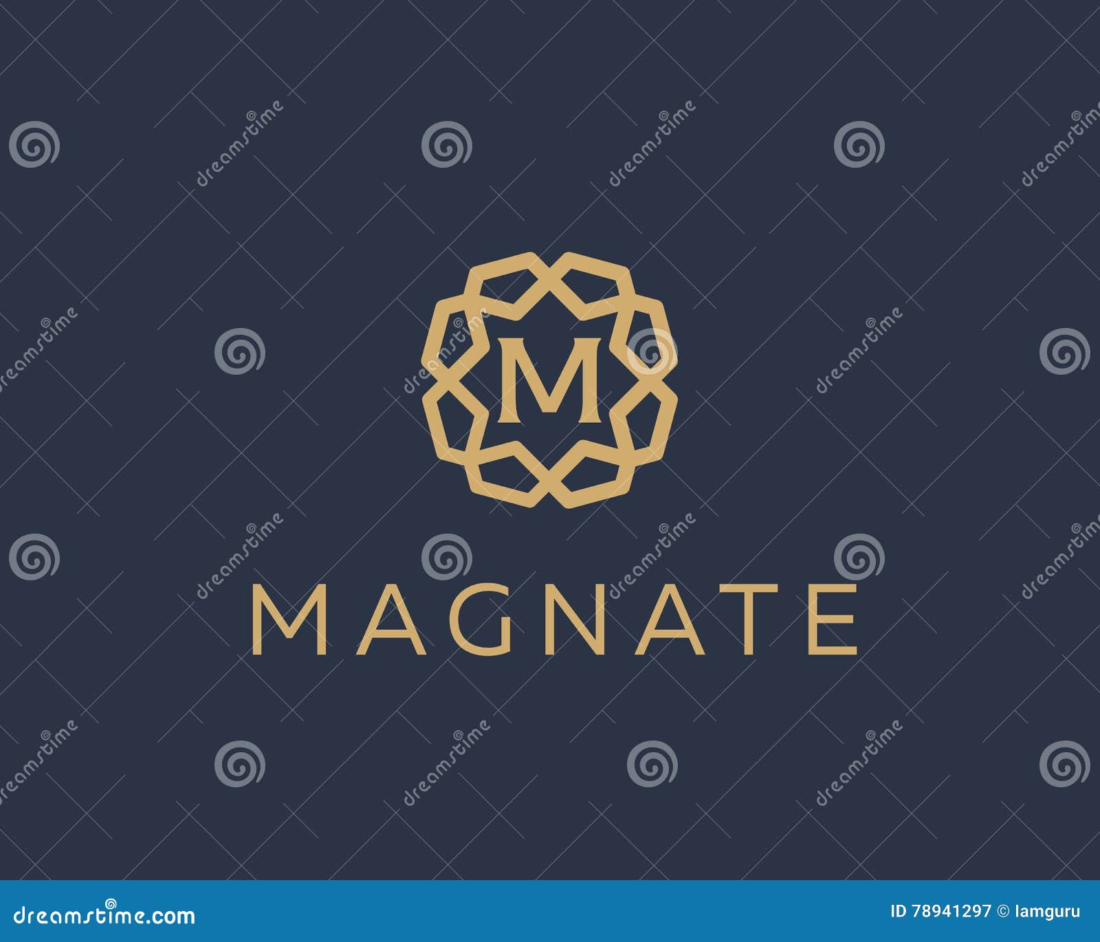 Vetor de Initial letter MF, overlapping elegant monogram logo, luxury  golden color do Stock