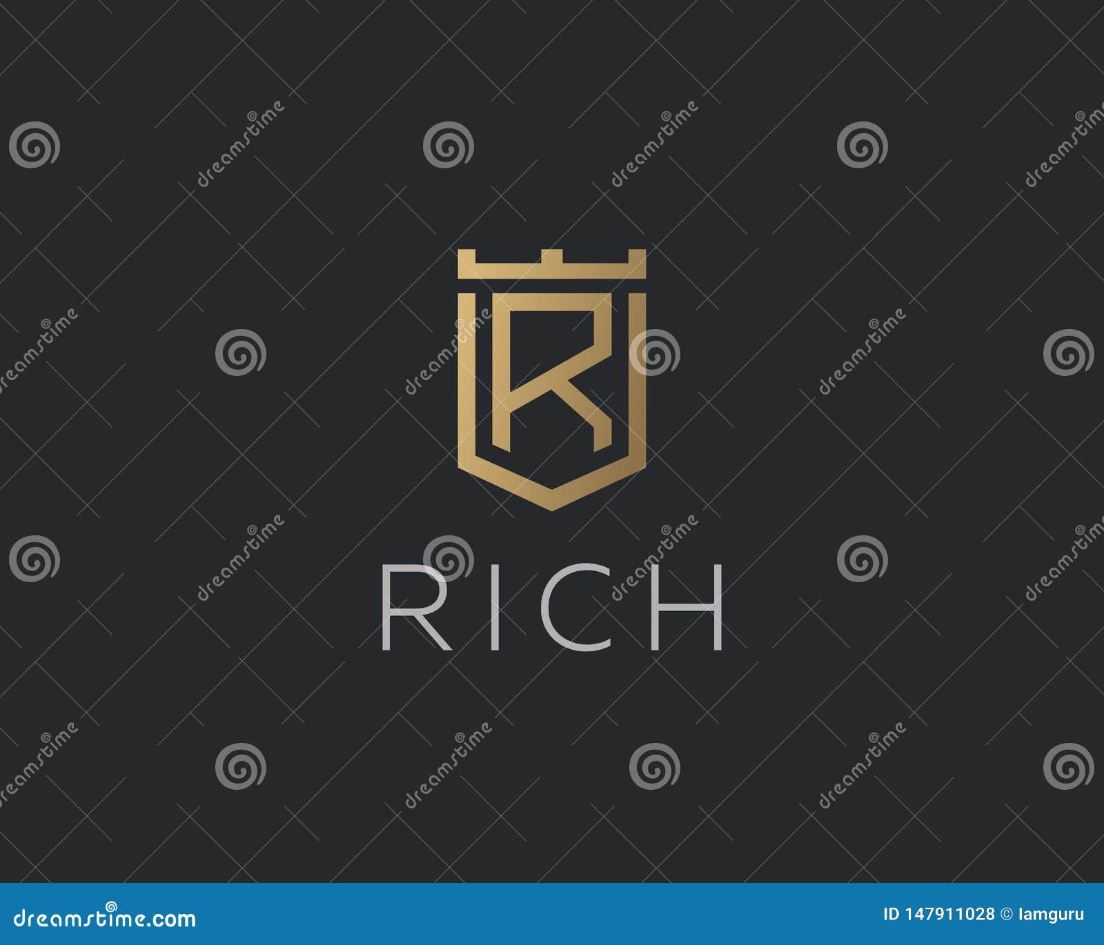 premium monogram letter r initials logotype. elegant shield crown  logo.