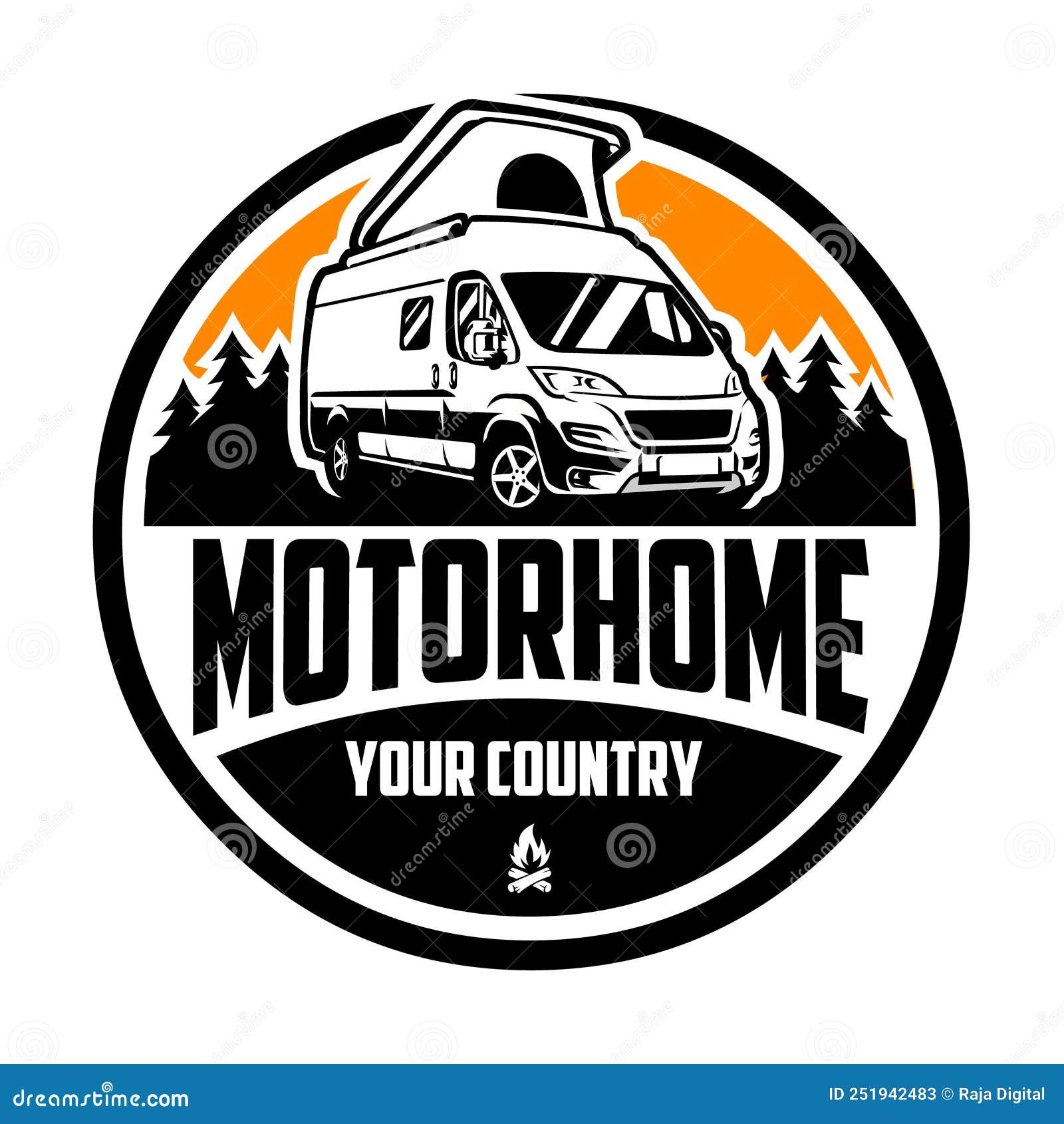 Premium Motorhome RV Camper Van Circle Emblem Logo Vector Isolated ...