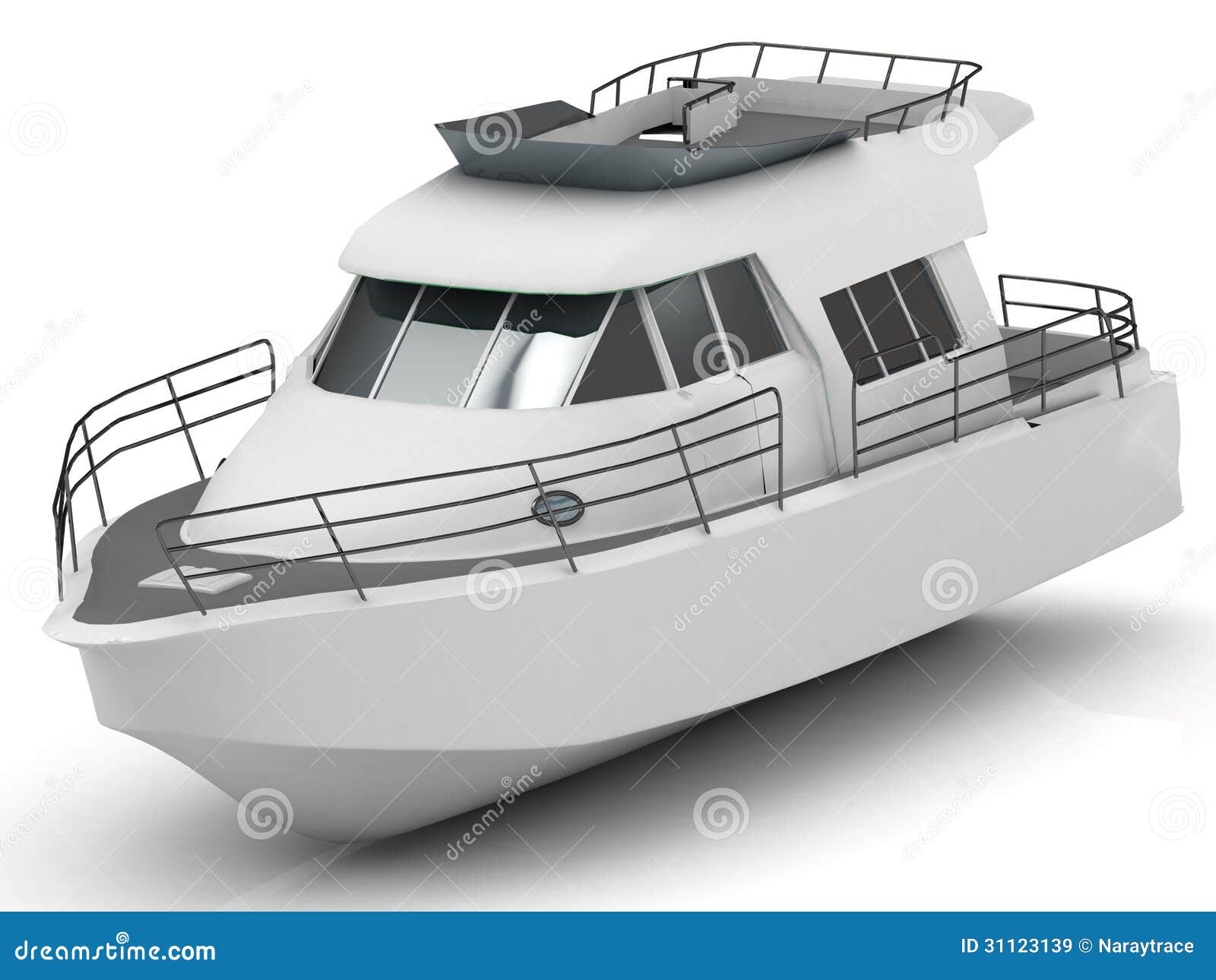 Premium Motorized Pleasure Boat Stock Illustration 