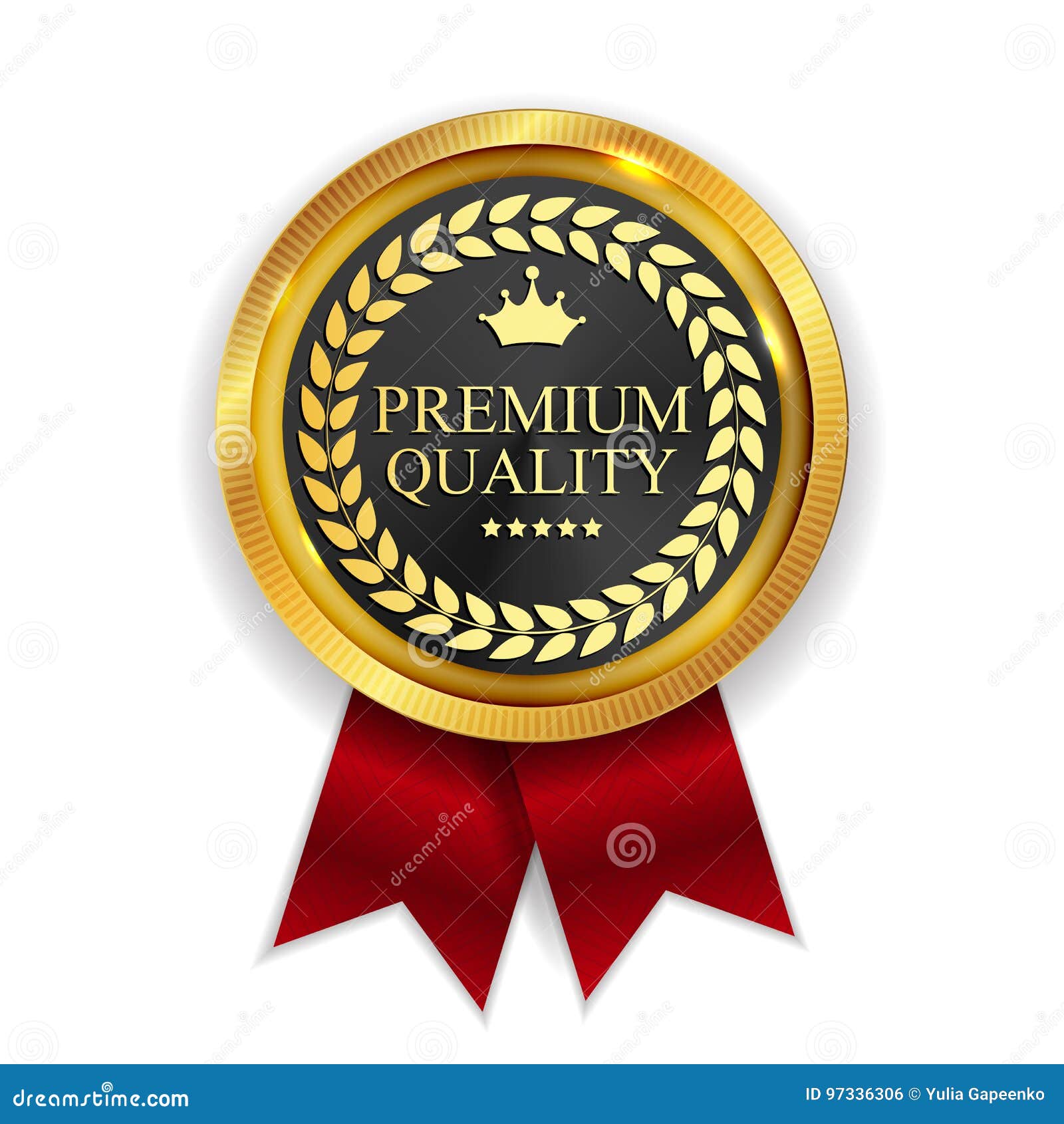premium quality golden medal icon seal sign on white b
