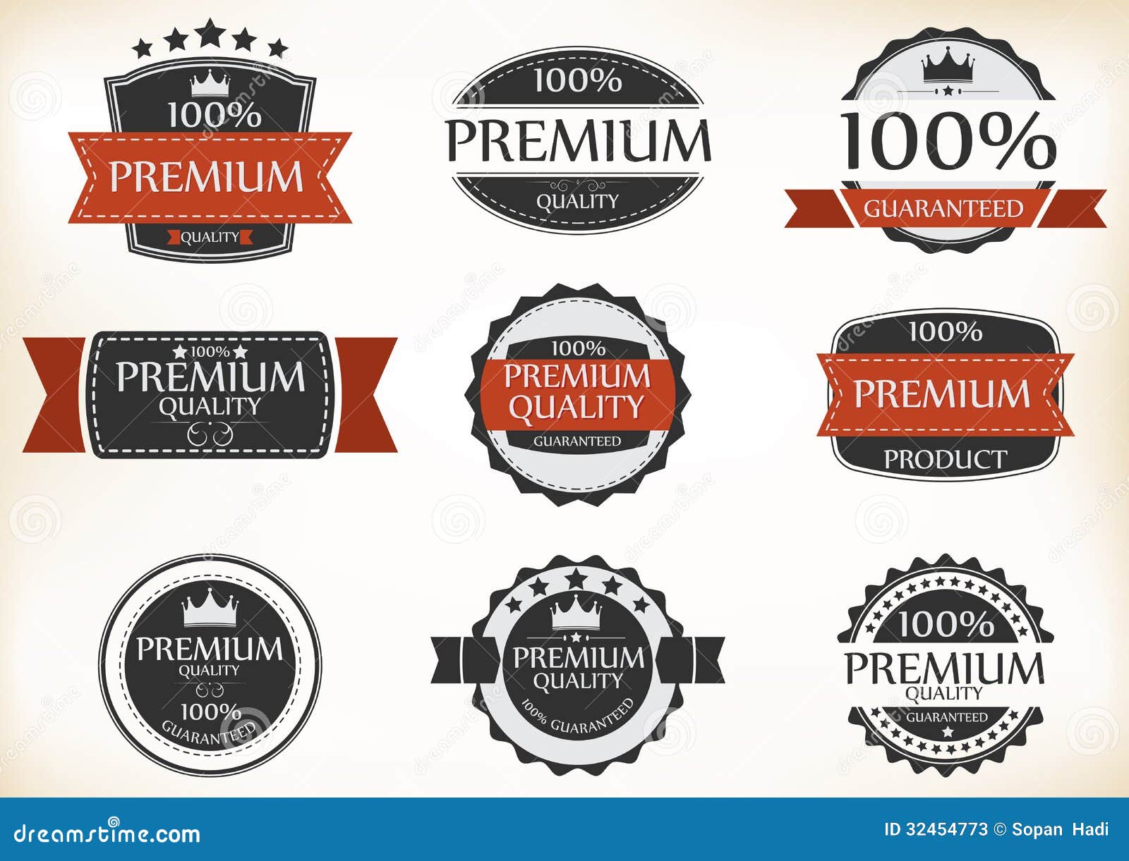 Premium Quality and Guarantee Labels with Retro Vintage Style Stock ...