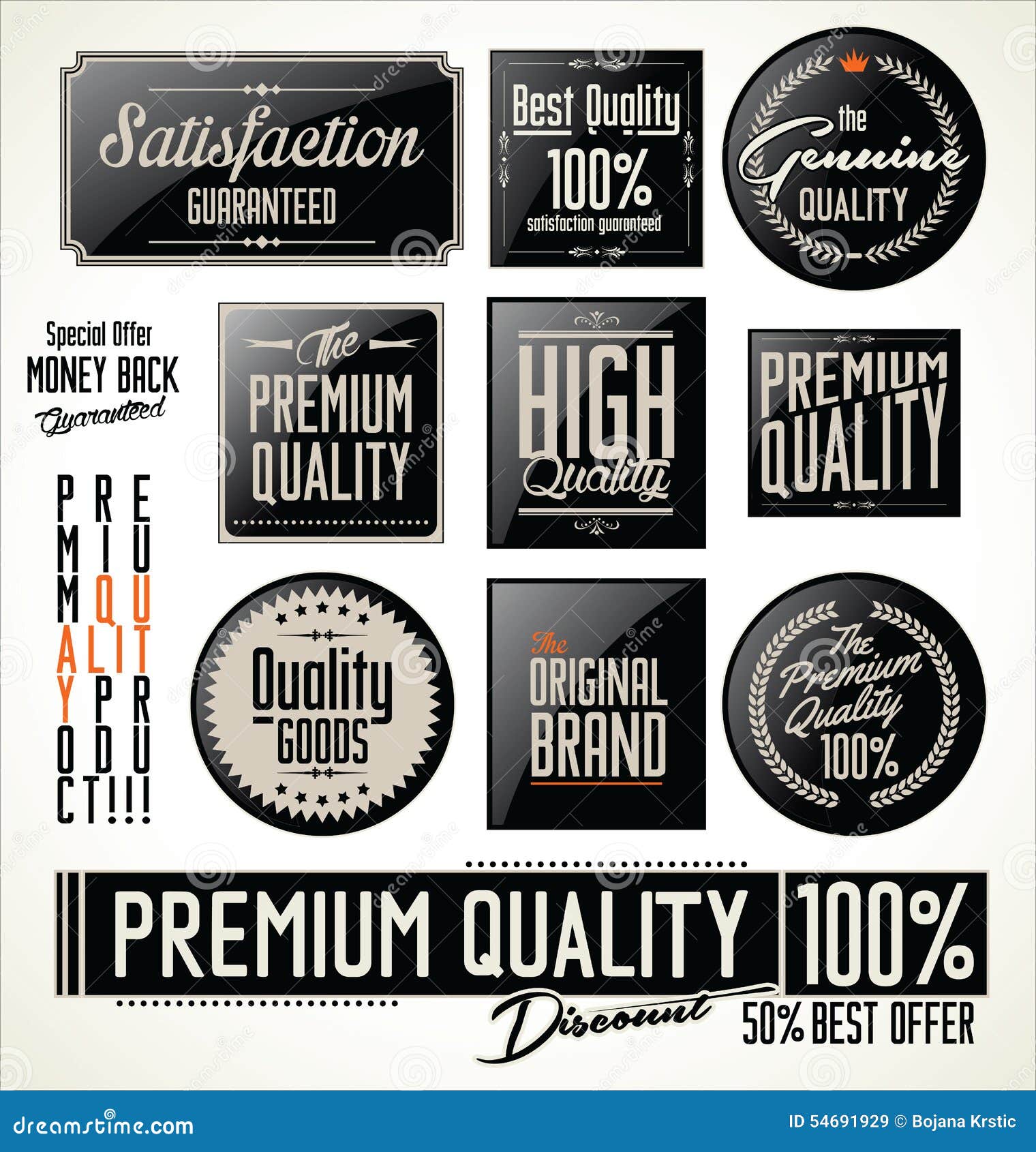 Premium Quality Stickers stock illustration. Illustration of offer
