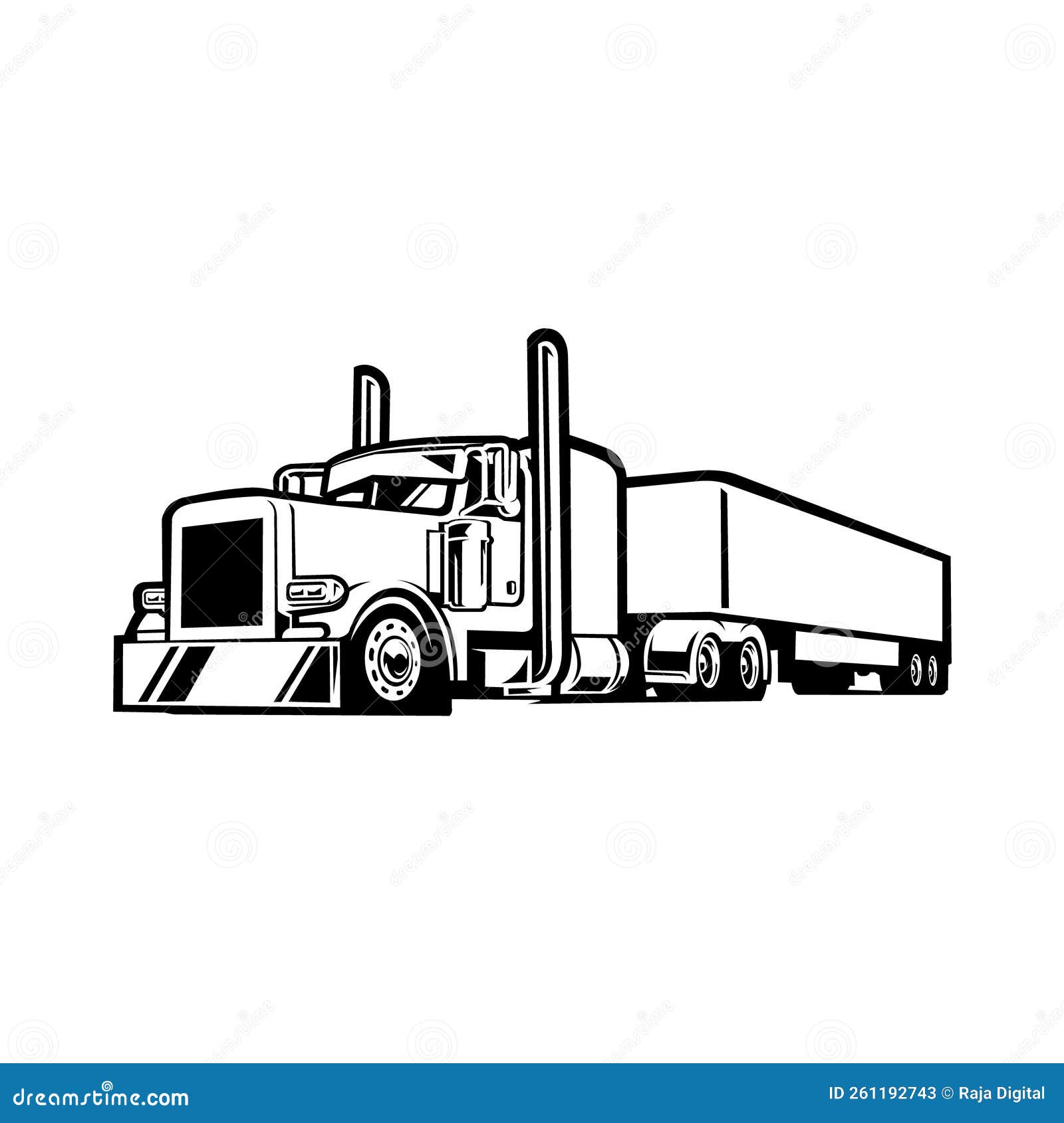 premium semi truck 18 wheeler trailer silhouette monochrome . best fro trucking and freight related industry