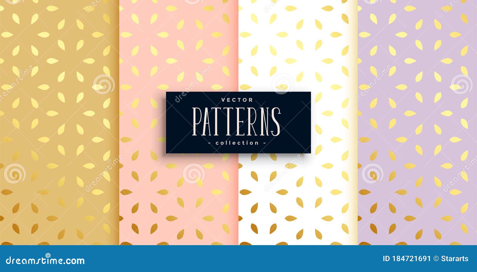 Premium Set of Golden Patterns on Pastel Color Background Stock Vector