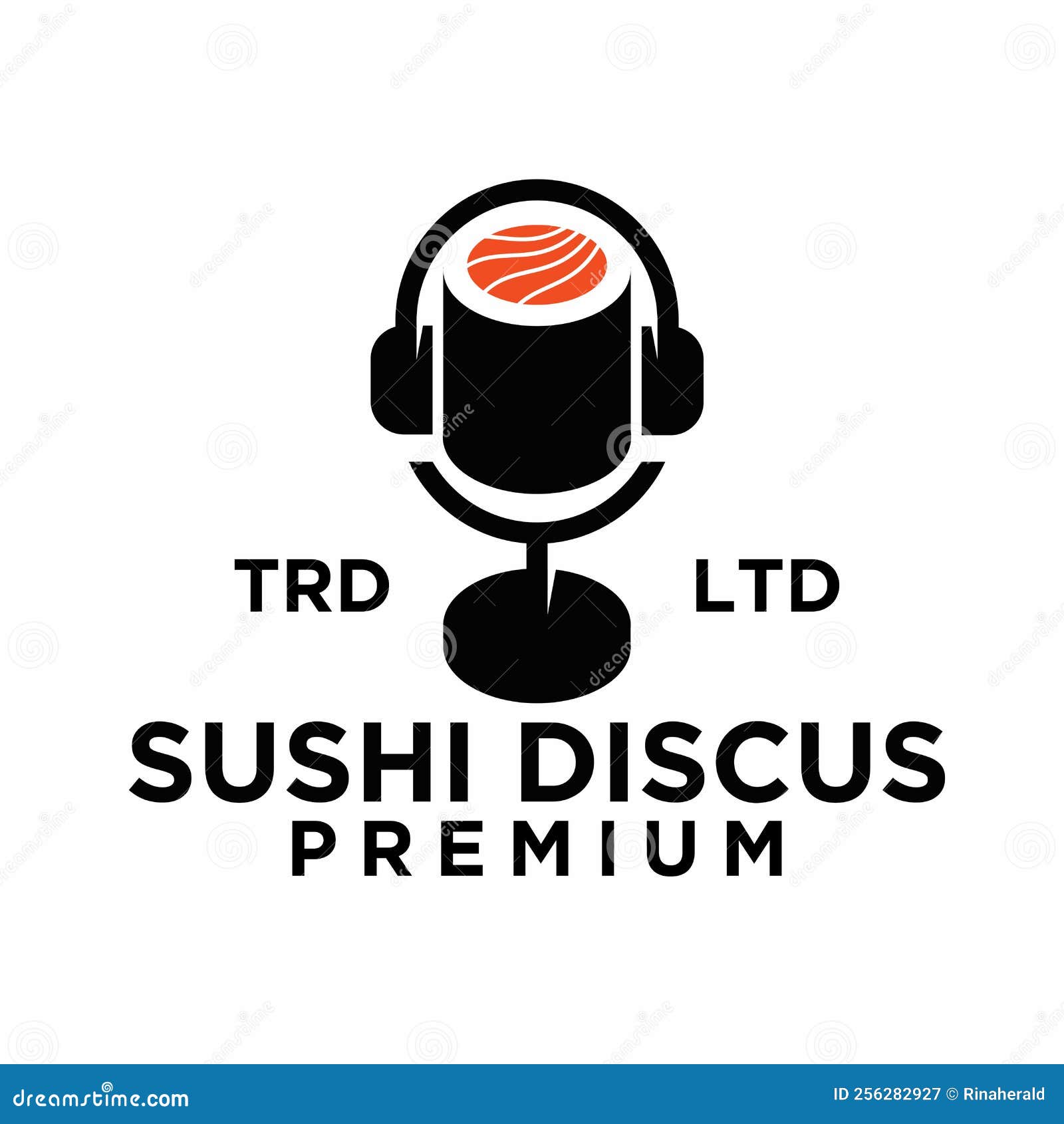 Premium Sushi Mic Podcast Discus Logo Design Stock Illustration