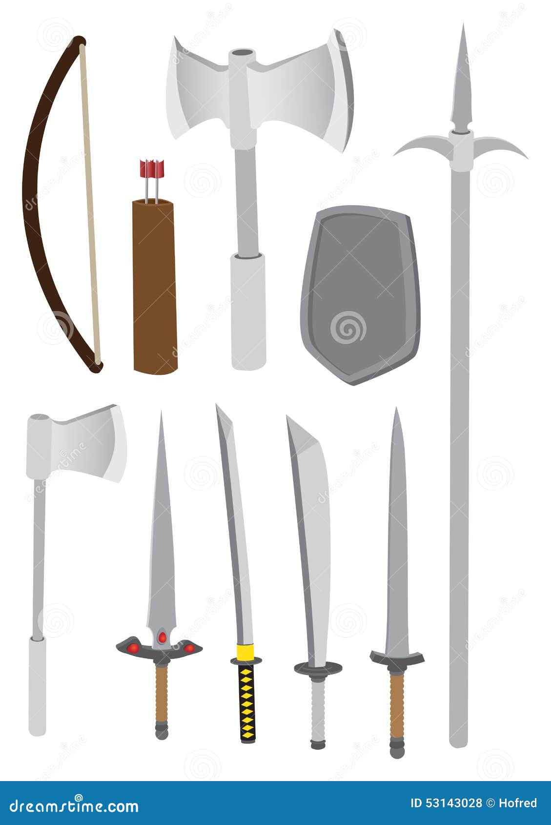 Premodern Combat Weapons Vector Illustration Stock Vector