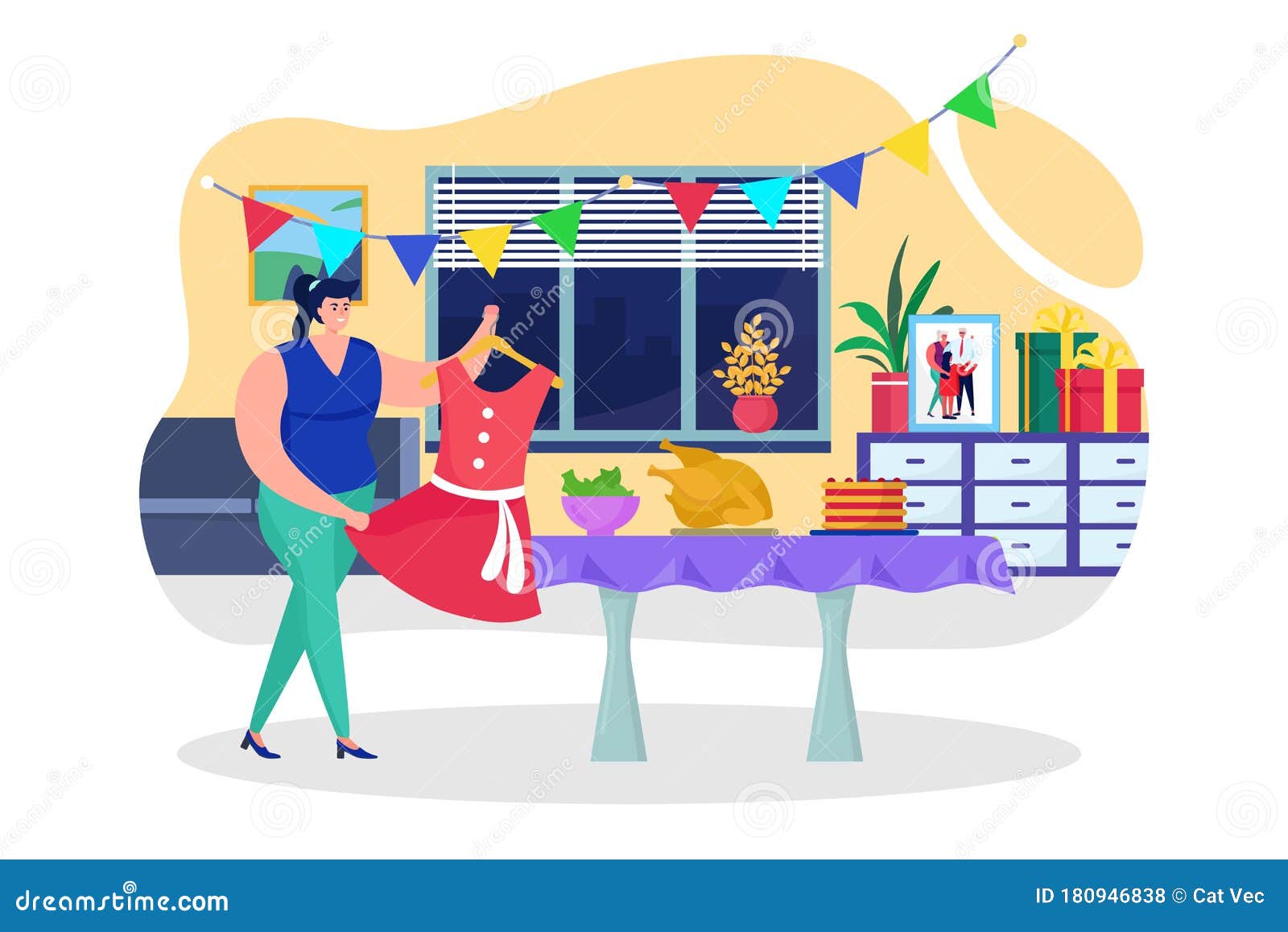 Preparación De La Celebración De Cumpleaños En La Ilustración Del Vector De Casa. Mujer Decora La Sala Para Fiestas. Carácter Ilustración del Vector - Ilustración de alimento, apartamento: 180946838 Preparación De La Celebración De Cumpleaños En La Ilustración Del Vector De Casa. Mujer Decora La Sala Para Fiestas. Carácter Ilustración del Vector - Ilustración de alimento, apartamento: 180946838