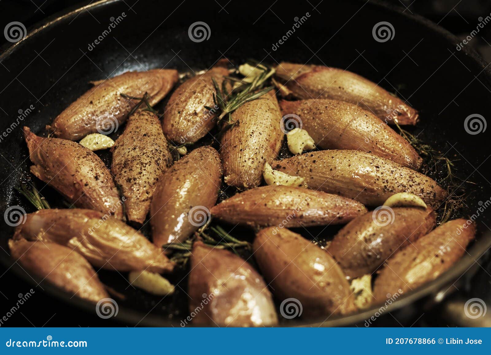 Preparation of Caramelized Banana Shallot As Beef Steak Condiment Stock Photo Image of