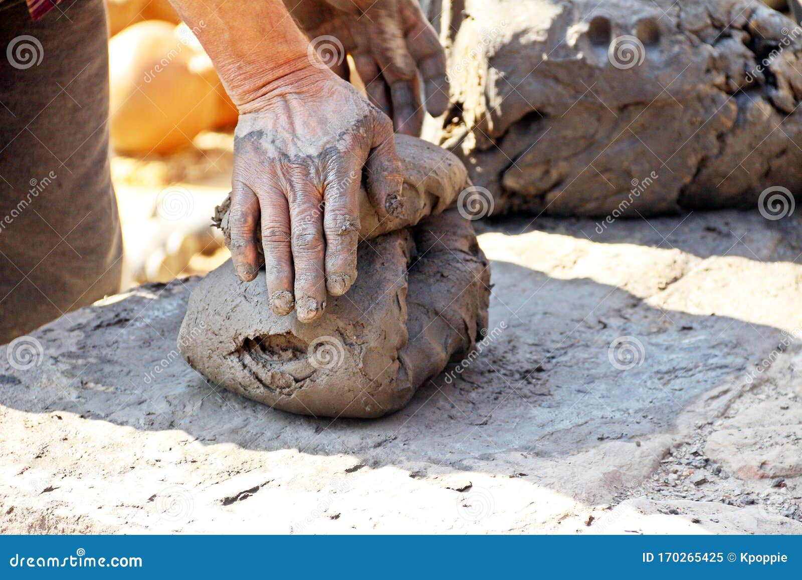 Preparation of Clay for Pottery by Hand Stock Image - Image of