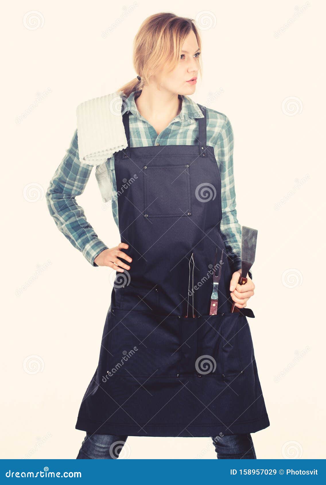 Preparation and Culinary. Family Weekend. Woman Hold Kitchen Utensils ...