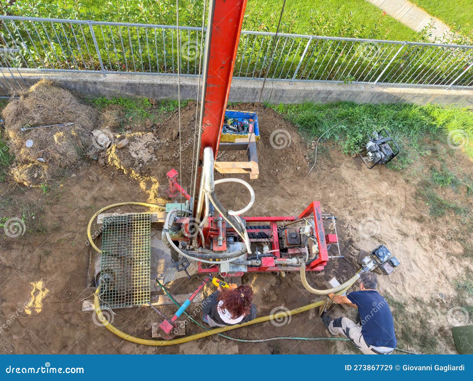 Preparation for Digging a Well Outside the House. Tools for Outdoor