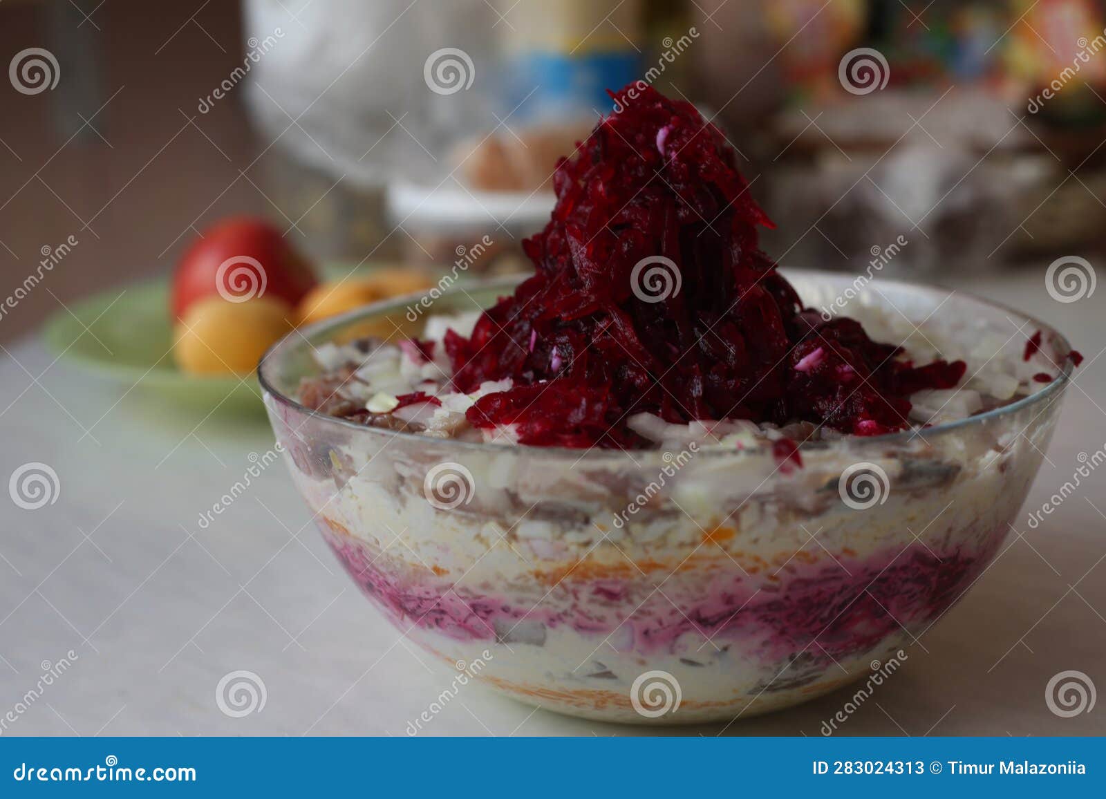 Preparation of Dressed Herring or Herring Under a Fur Coat Stock Image ...