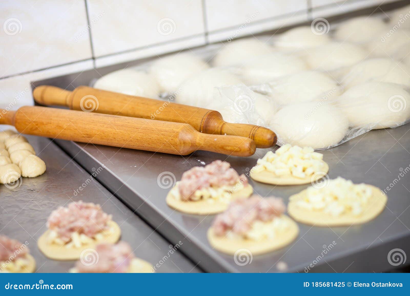 The Preparation of Dumplings, Rolling Pin Stock Image Image of making