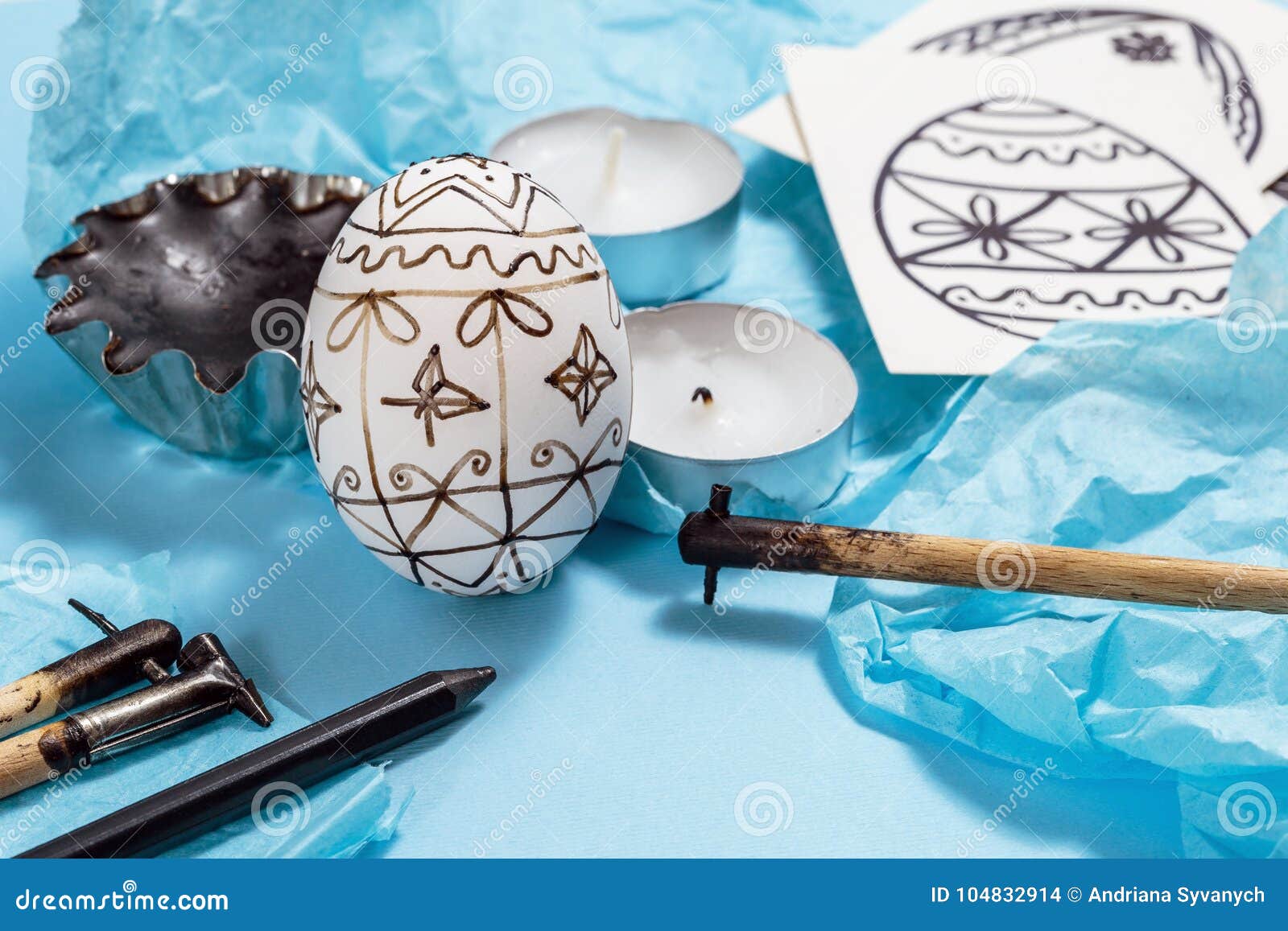 Easter Eggs Decorated with Beeswax Dyeing Technique Stock Photo Image of european, easter