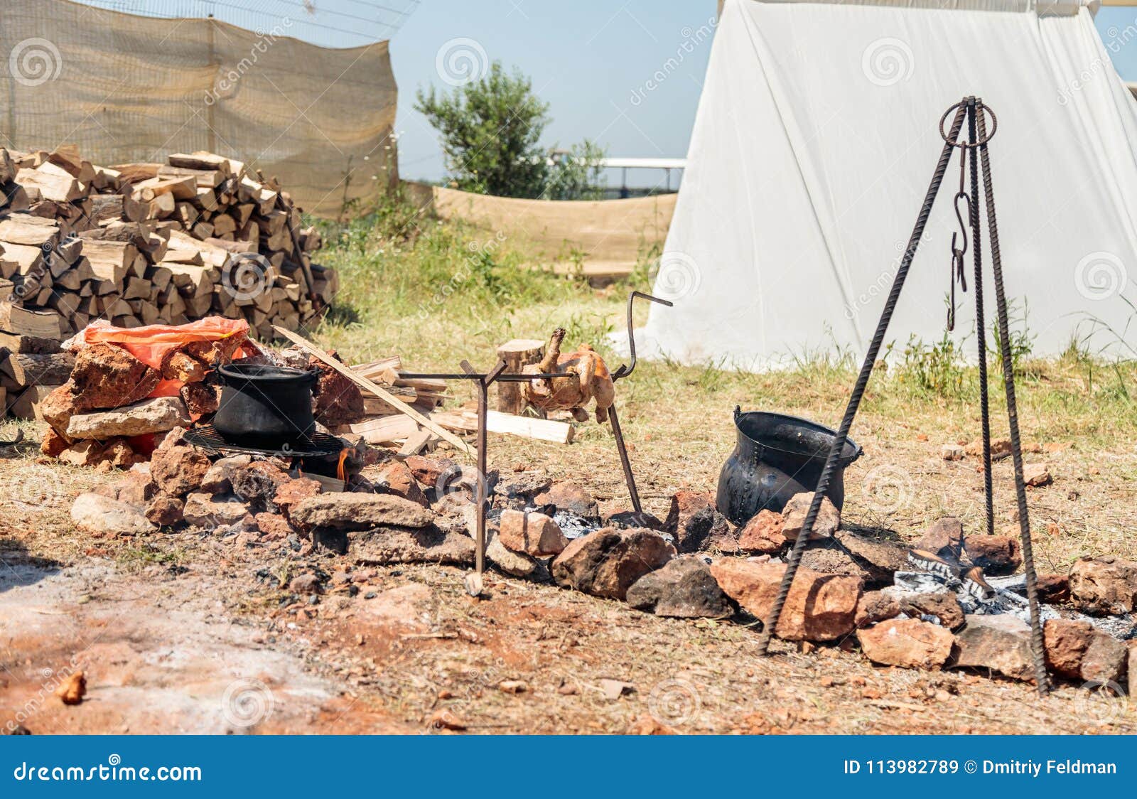 Preparation Food In Marching Conditions At The Knight Festival In Goren Park In Israel Stock