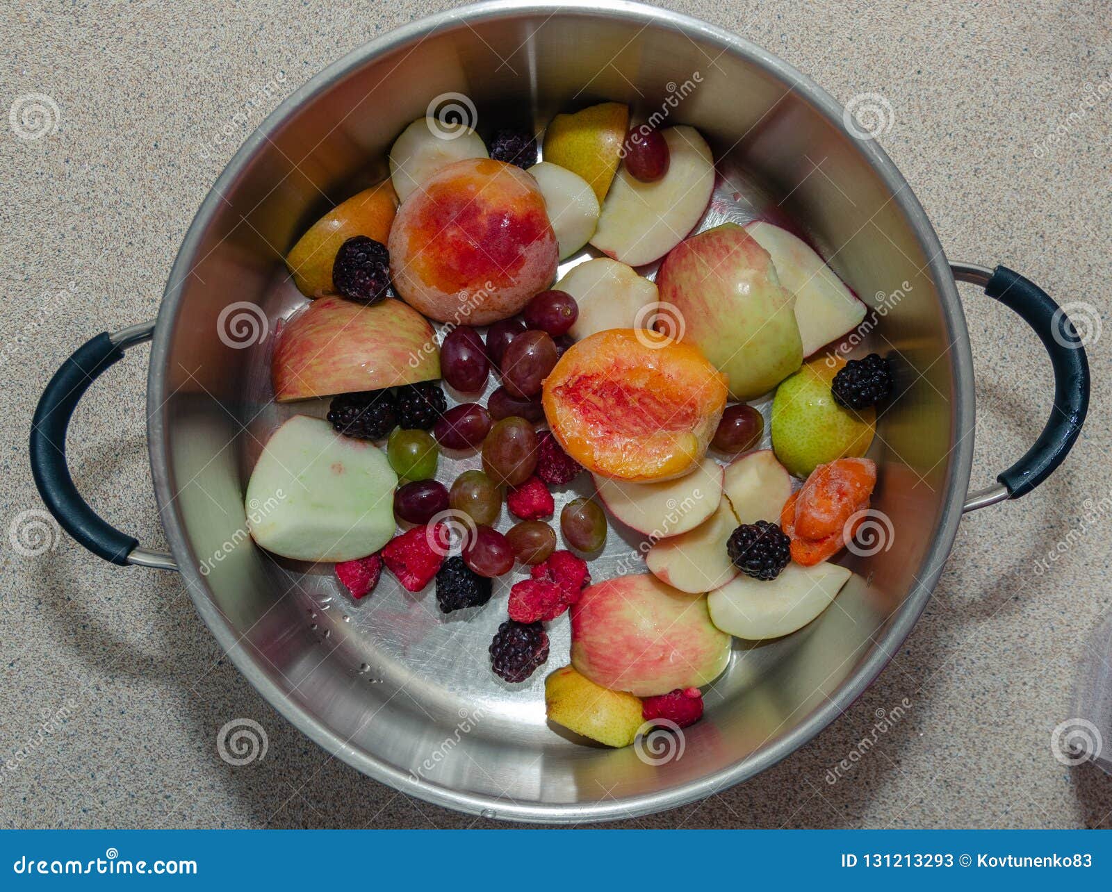 Preparation of Fruit Compote from Frozen Fruit Stock Image Image of
