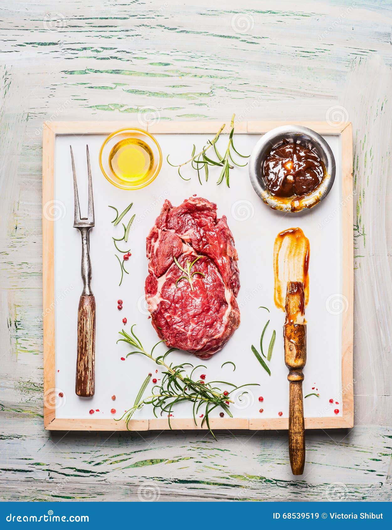 Preparation of Grill or BBQ Steak. Steak Marinating Stock Image Image