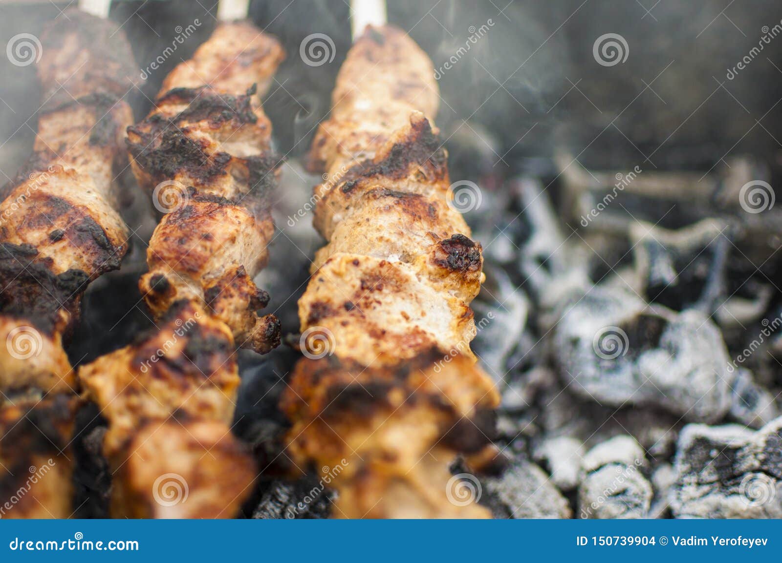 Preparation of Meat Slices in Sauce on Fire Stock Photo Image of