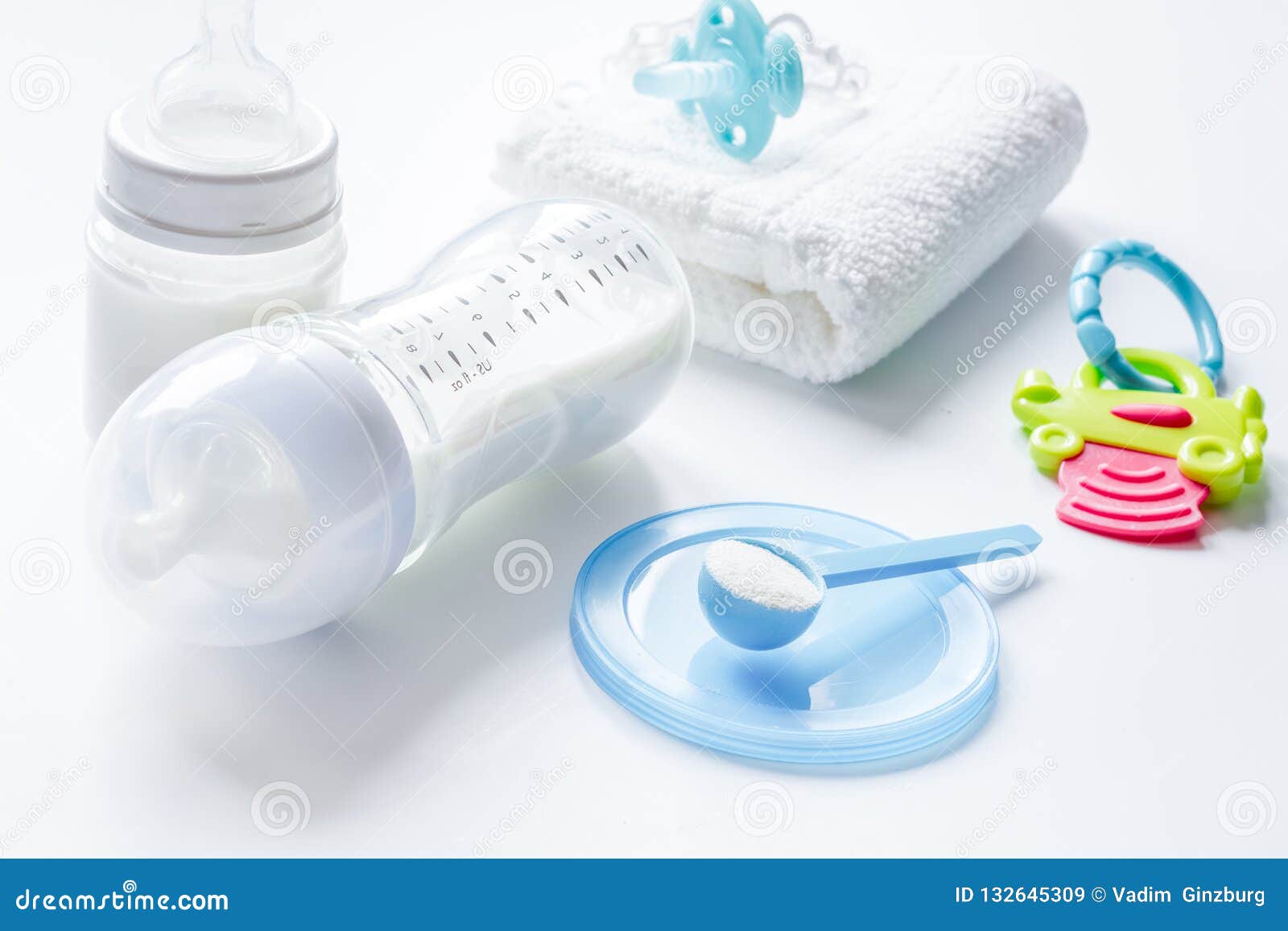 Preparation of Mixture Baby Feeding on White Background Stock Image ...