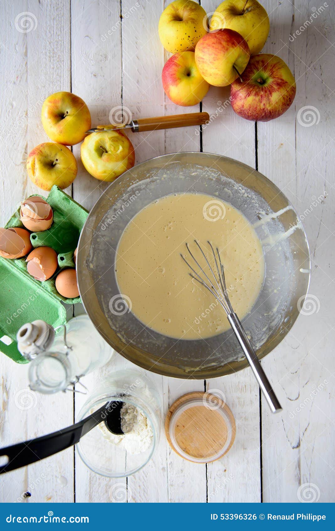 Preparation of Pancake Batter Stock Photo Image of cook, mixing 53396326