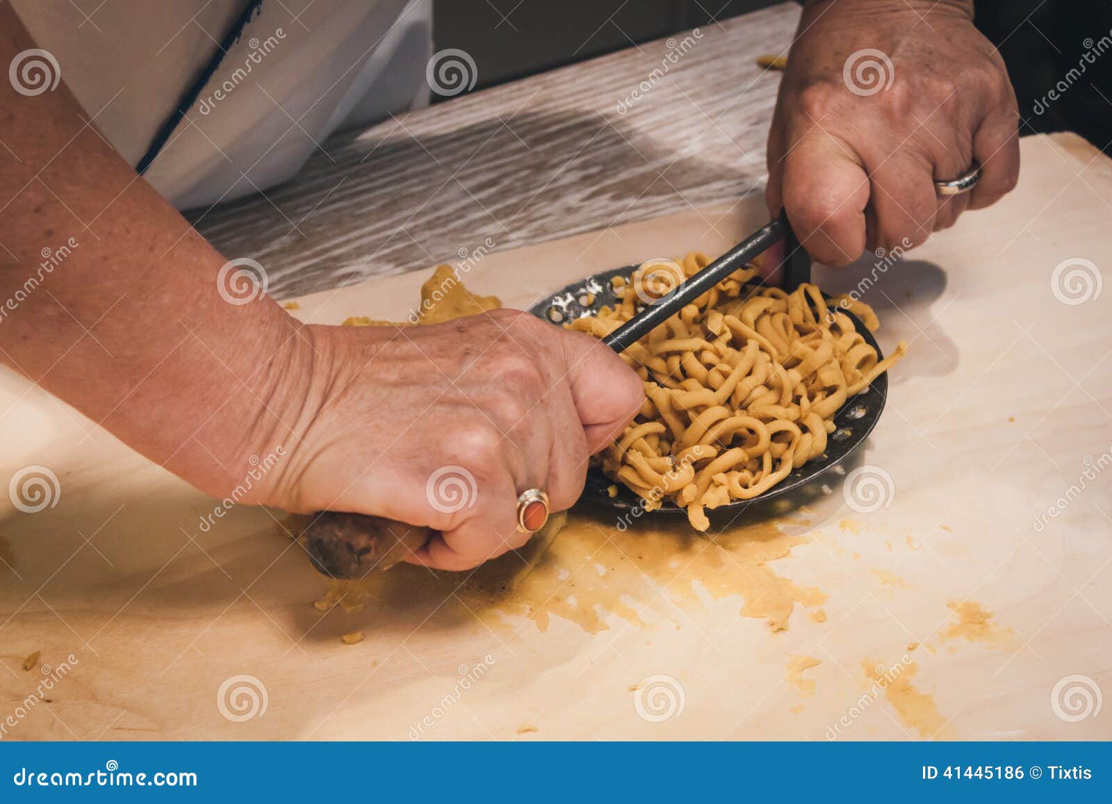 Preparation of Passatelli Fresh Pasta Using Traditional Tool Stock Photo Image of culinary