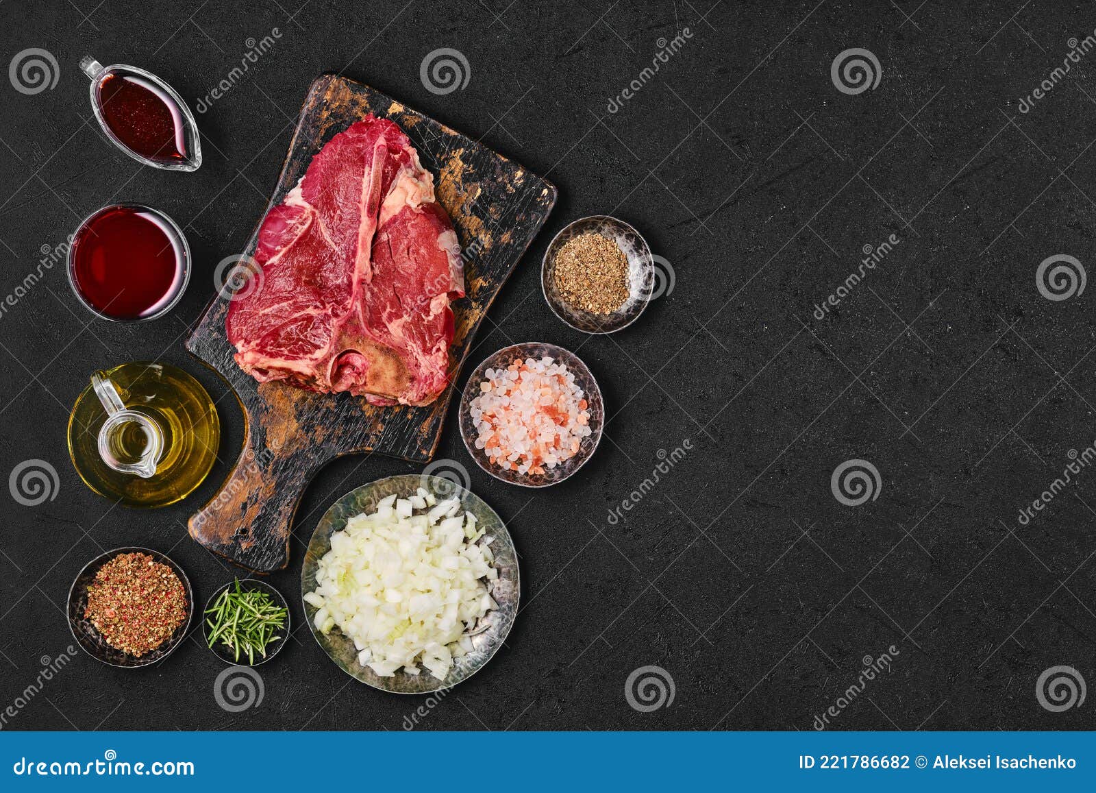 Preparation of Porterhouse Steak Stock Photo Image of rustic, prepare