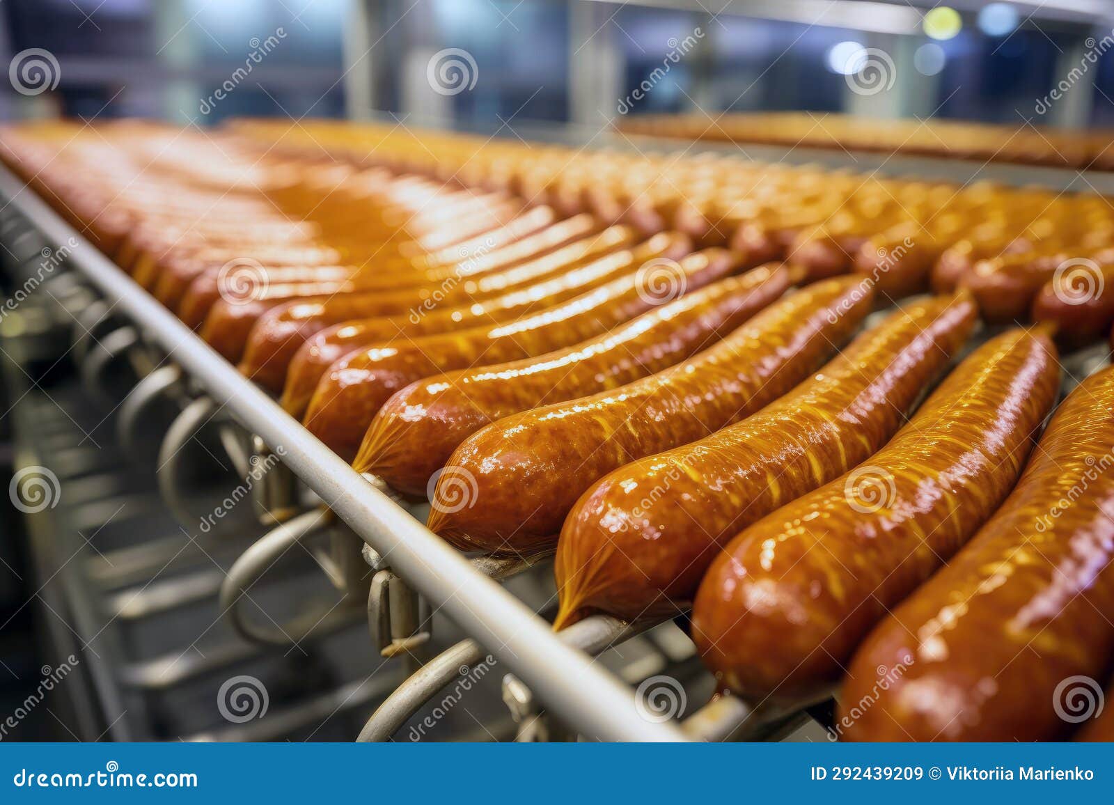 Preparation of Savoury Sausage at the Factory Stock Illustration