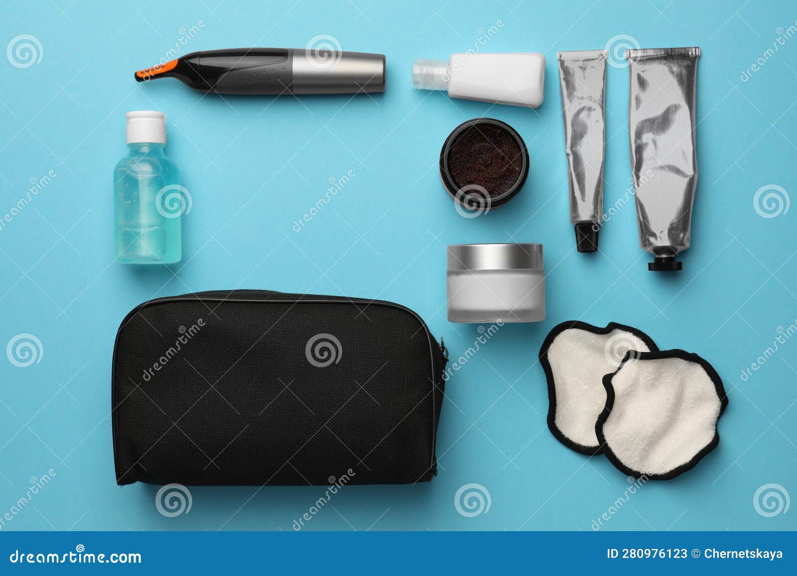Preparation for Spa. Compact Toiletry Bag with Different Cosmetic