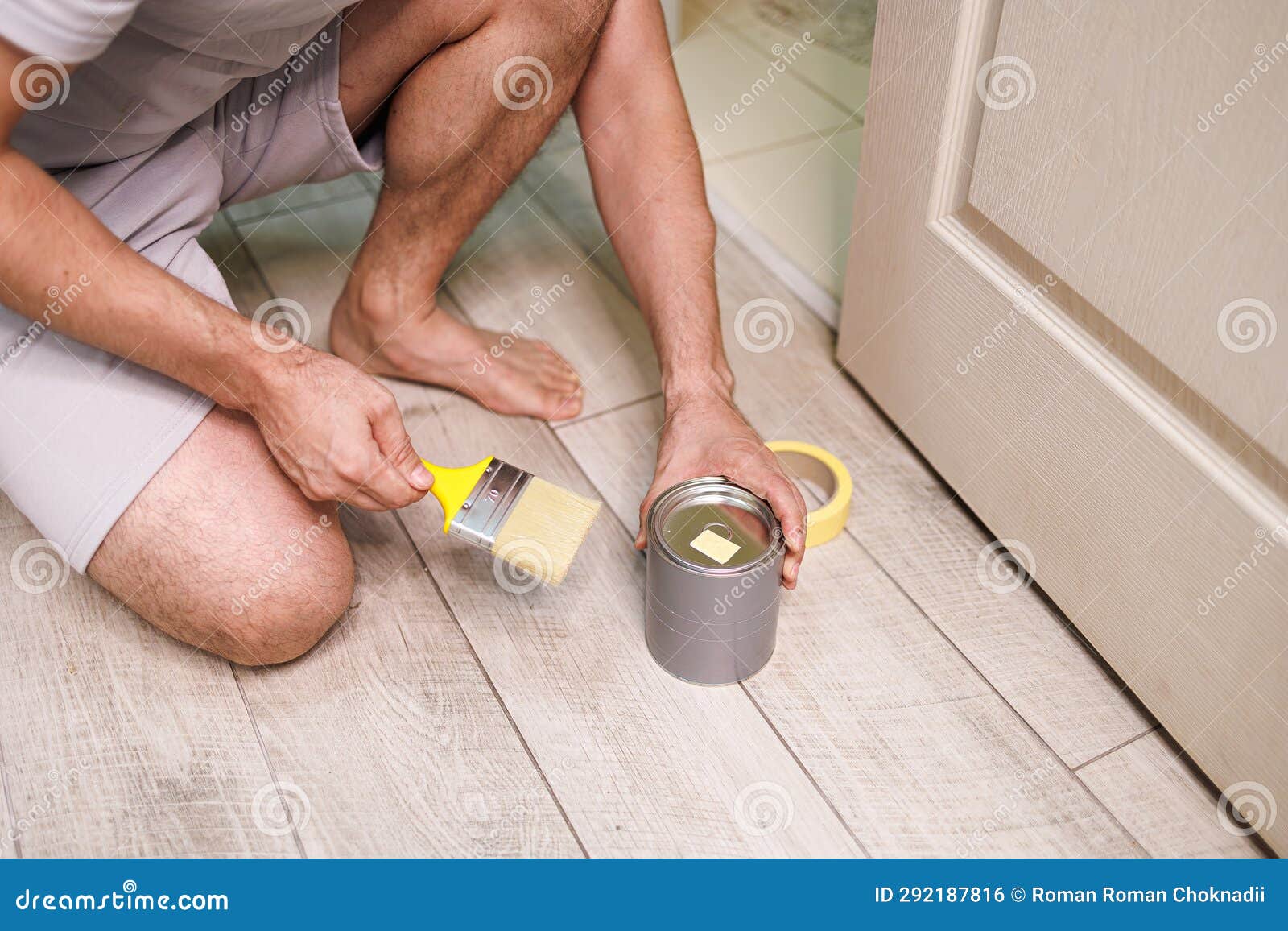 Preparation of Tools for Painting Work. Repair Staining the Doors with