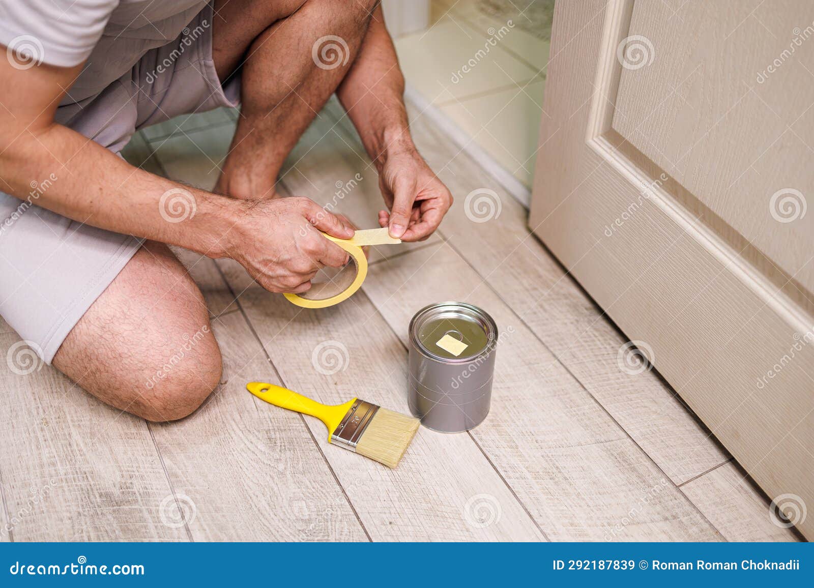 Preparation of Tools for Painting Work. Repair Staining the Doors with