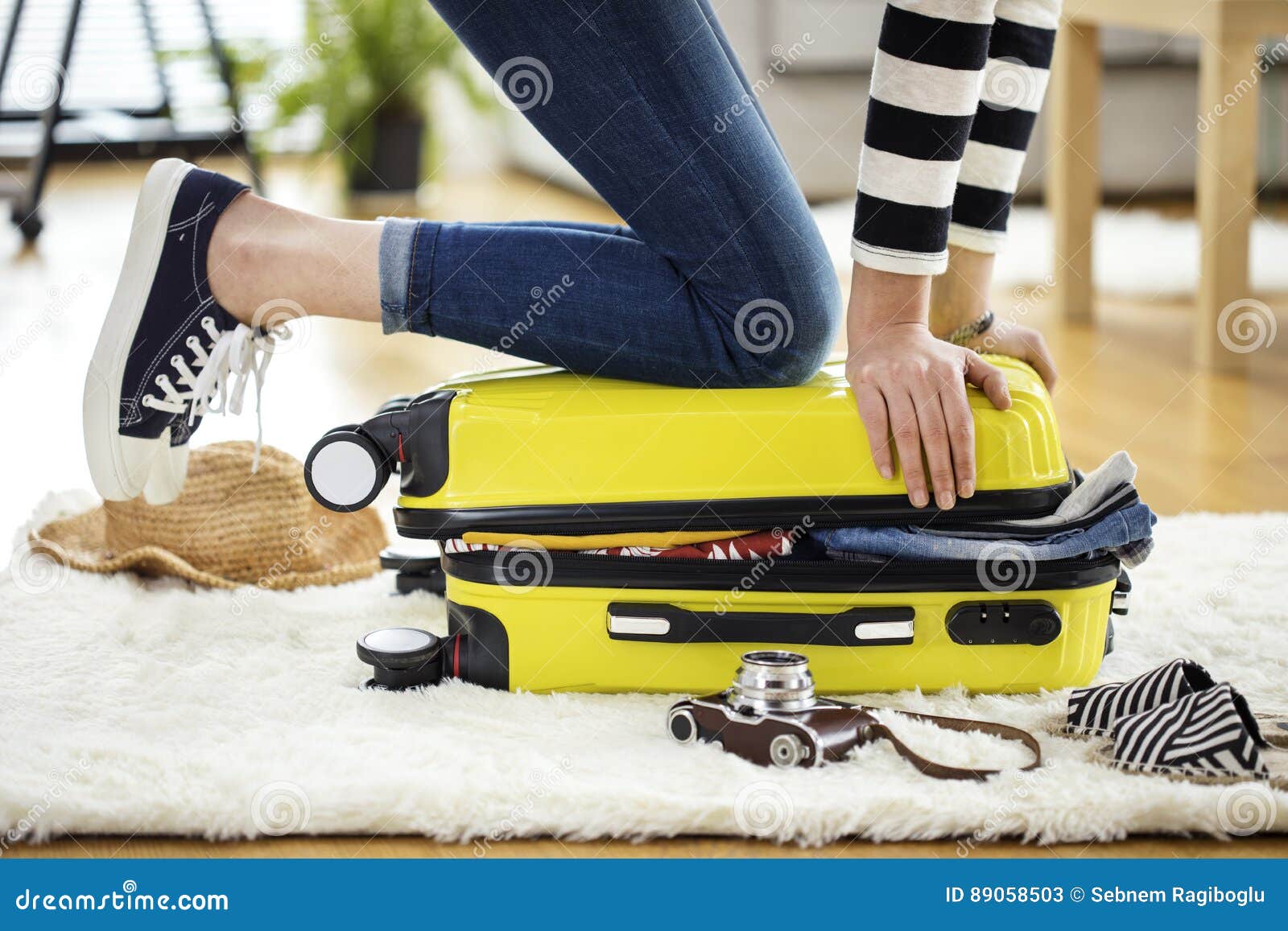 preparation travel suitcase at home