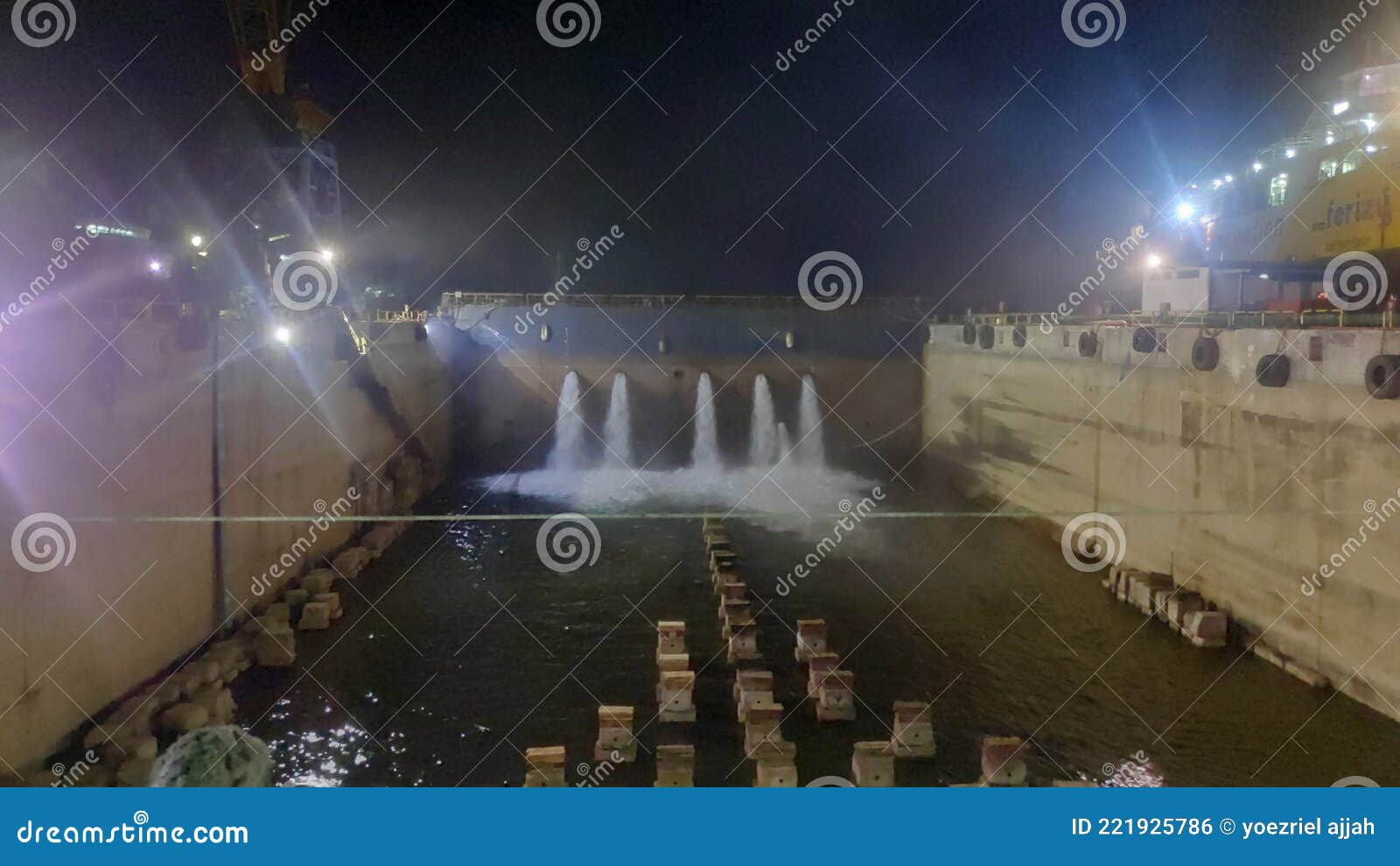 Preparation of Undocking Ships at the Graving Dock Editorial Photo
